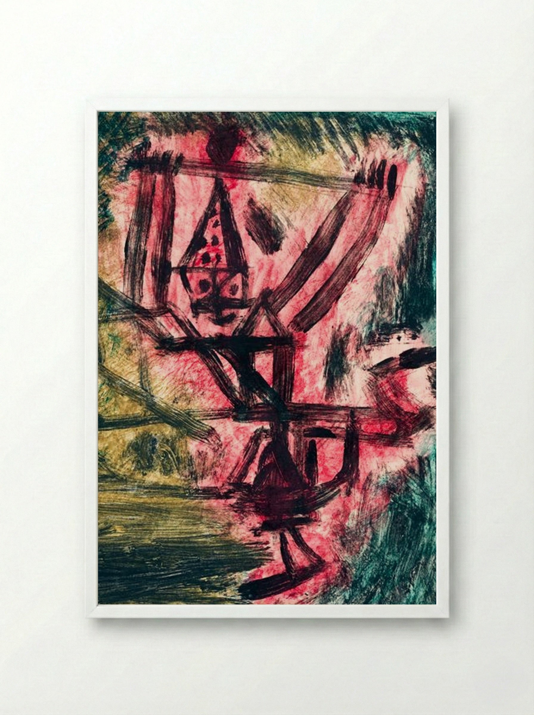 Feuer-Clown I (Fire Clown) - Paul Klee - Framed Print White