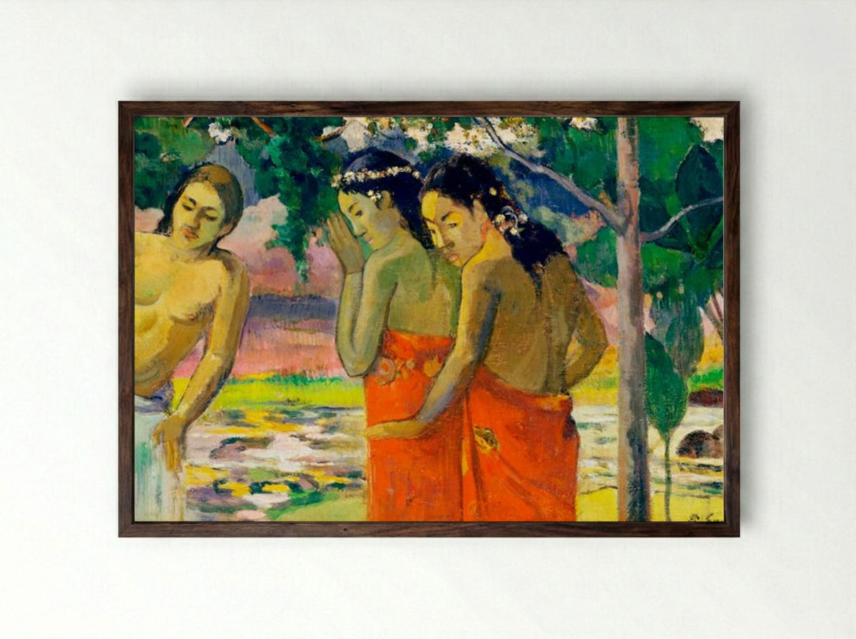 Three Tahitian Women - Paul Gauguin - Framed Print Dark Wood