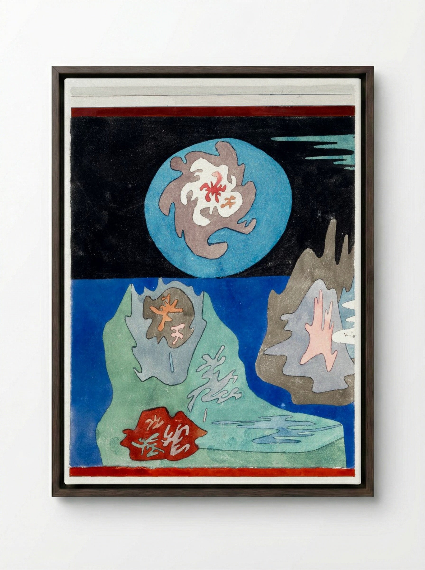 In the Land of Precious Stones - Paul Klee - Framed Canvas Dark Wood