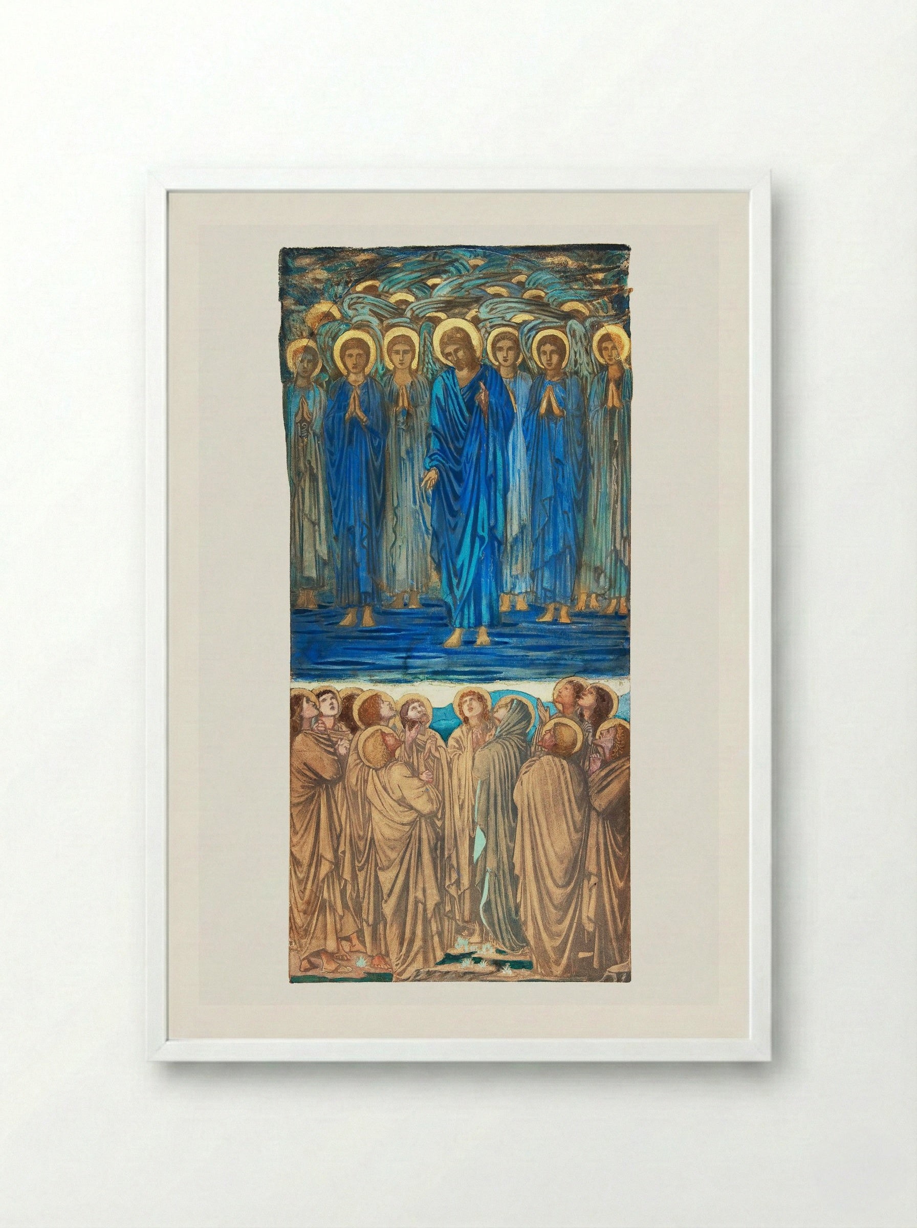 Study for 'The Ascension of Christ' Stained-Glass Window - Edward Burne-Jones - Framed Print White