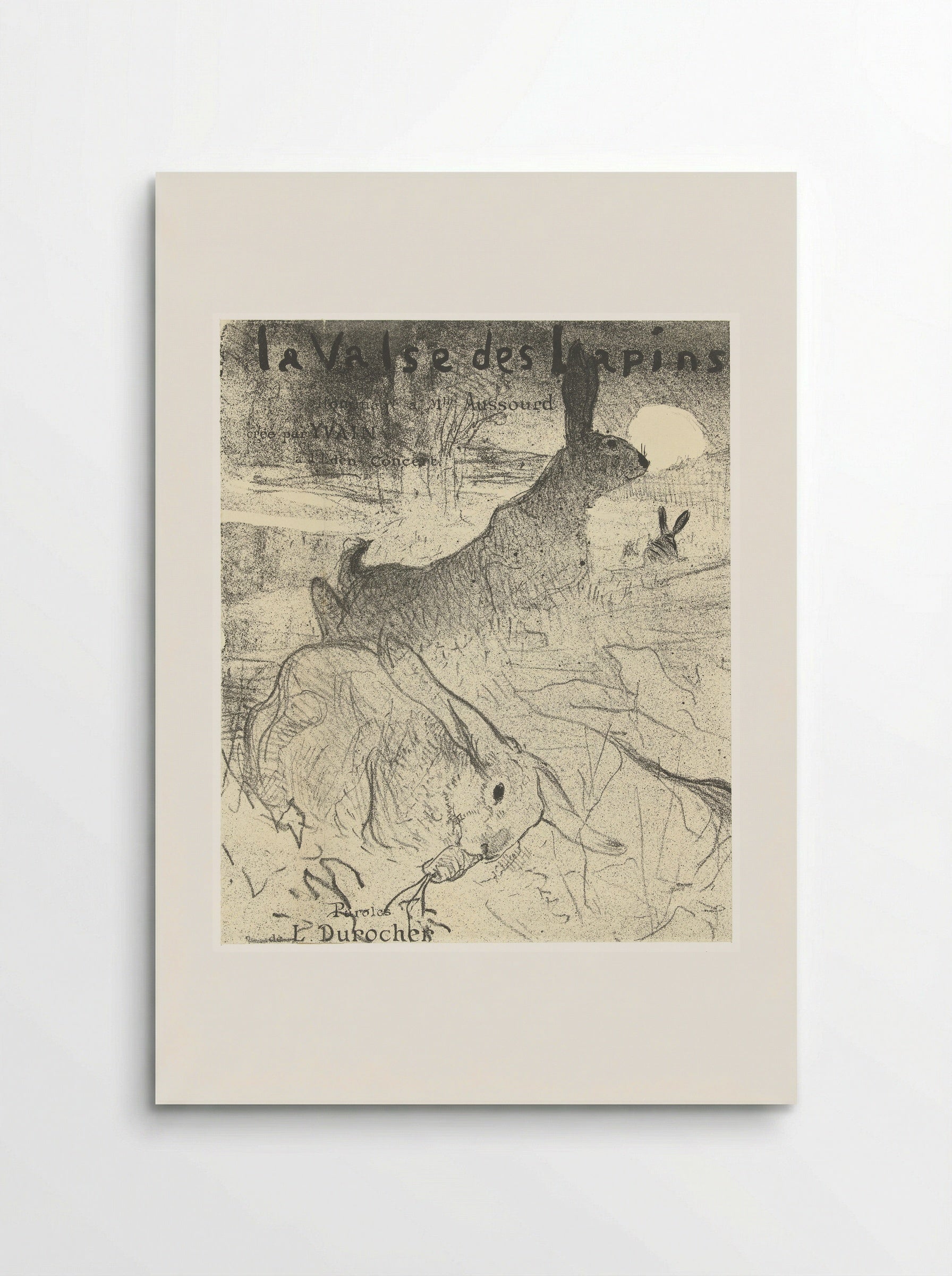 Omslag voor muziekblad met lied La Valse des Lapins met konijnen in landschap - Henri de Toulouse-Lautrec - Poster