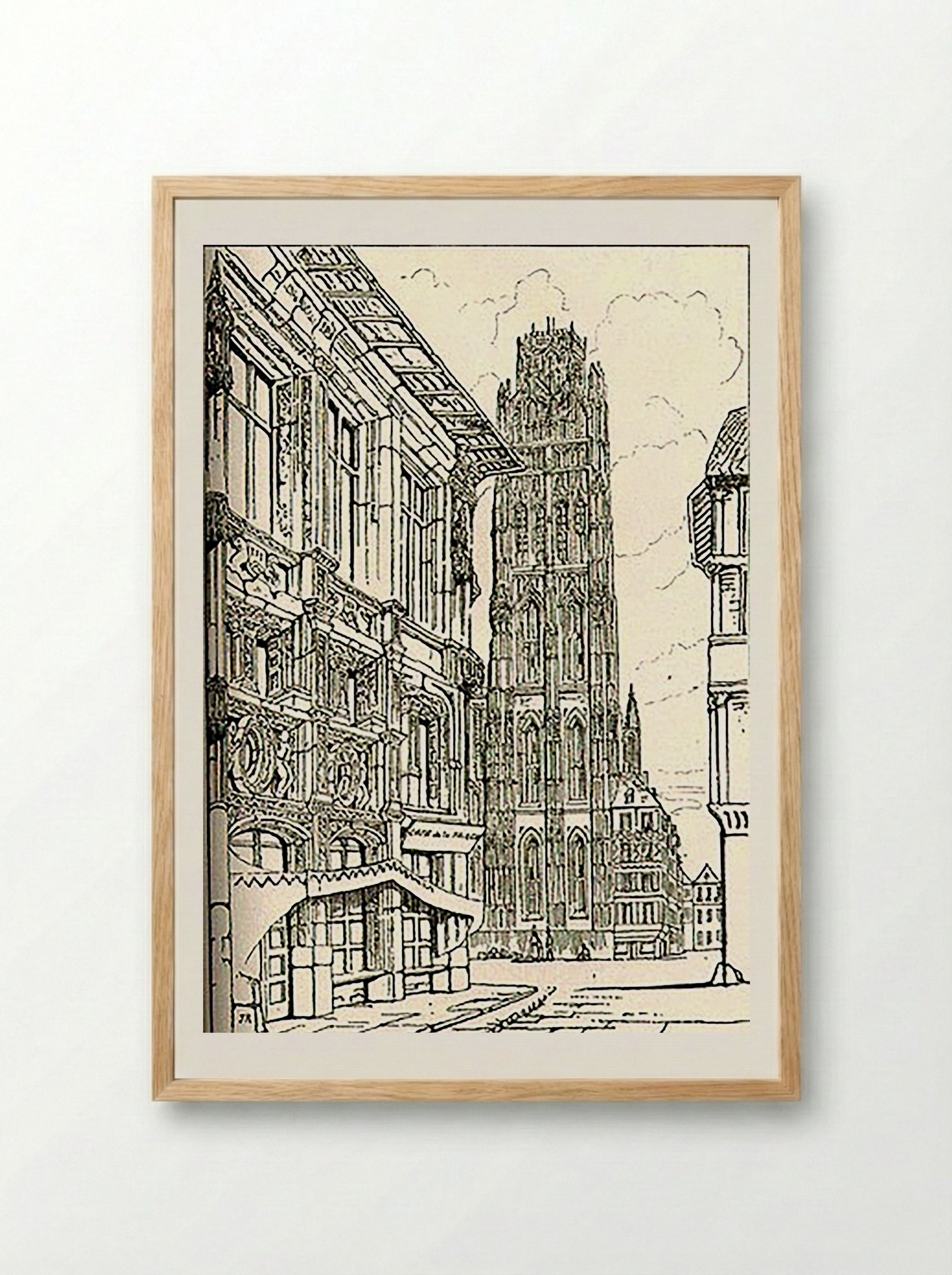 The Cathedral Spire, Rouen - Fine Art Print - Framed Print Wood