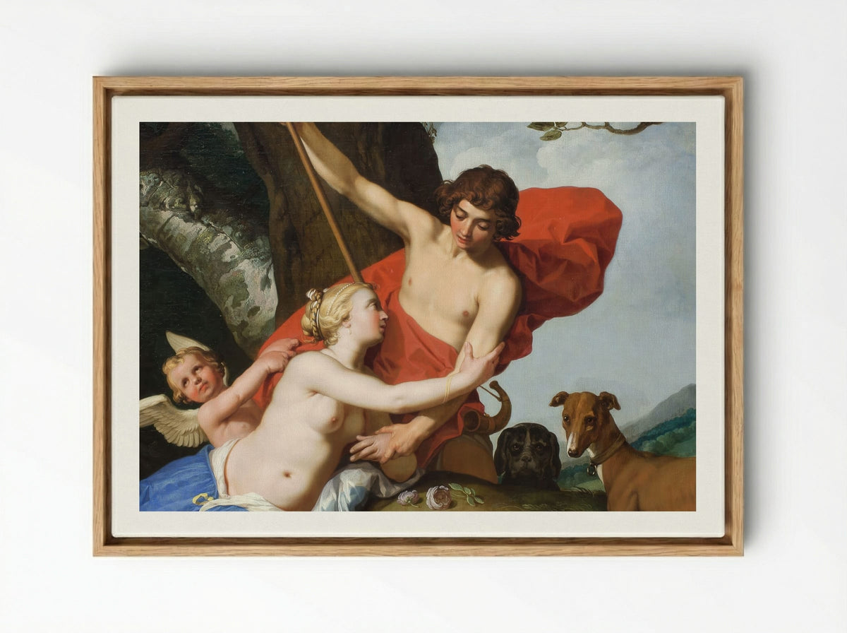 Venus and Adonis - Abraham Bloemaert - Framed Canvas Wood