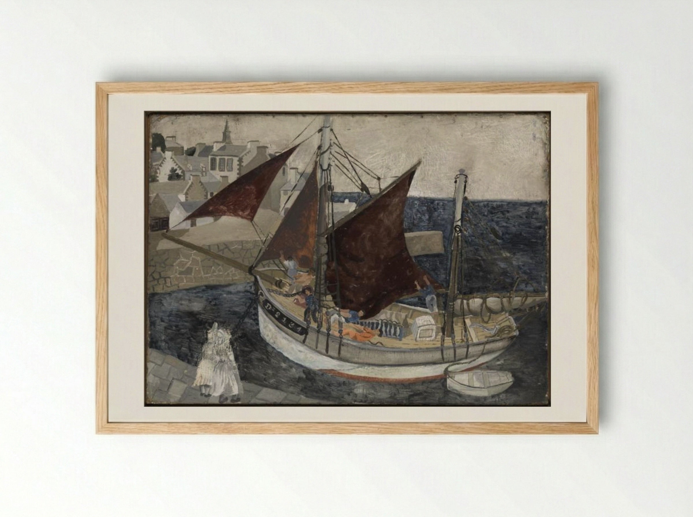Boat in Harbour, Brittany - Christopher Wood - Framed Print Wood