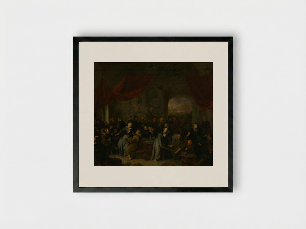 Monk's Entertainment in a Roman Cloister - Pieter Jansz. Quast - Framed Print Black