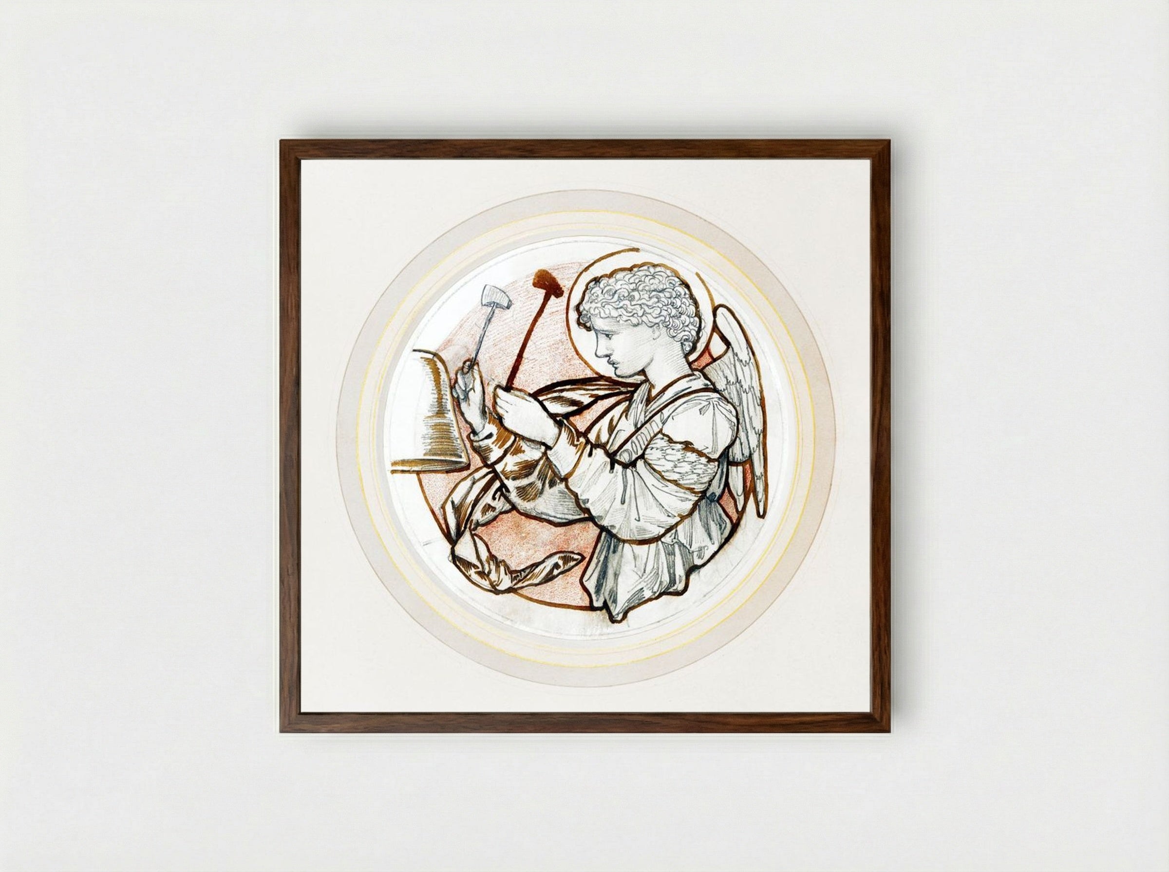 Angel Playing on Bells - Edward Burne-Jones - Framed Print Dark Wood