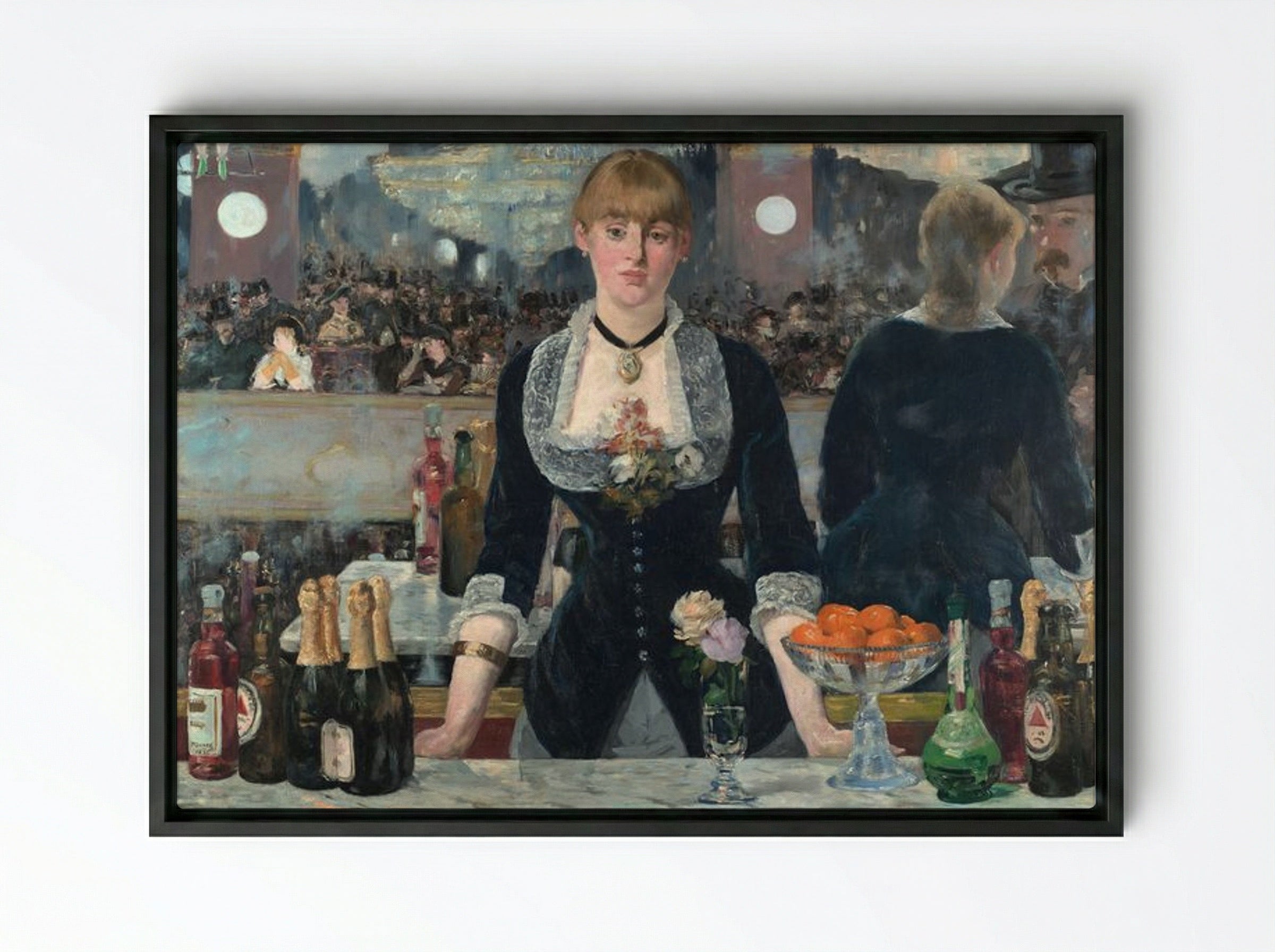A Bar at the Folies-Bergère - Édouard Manet - Framed Canvas Black