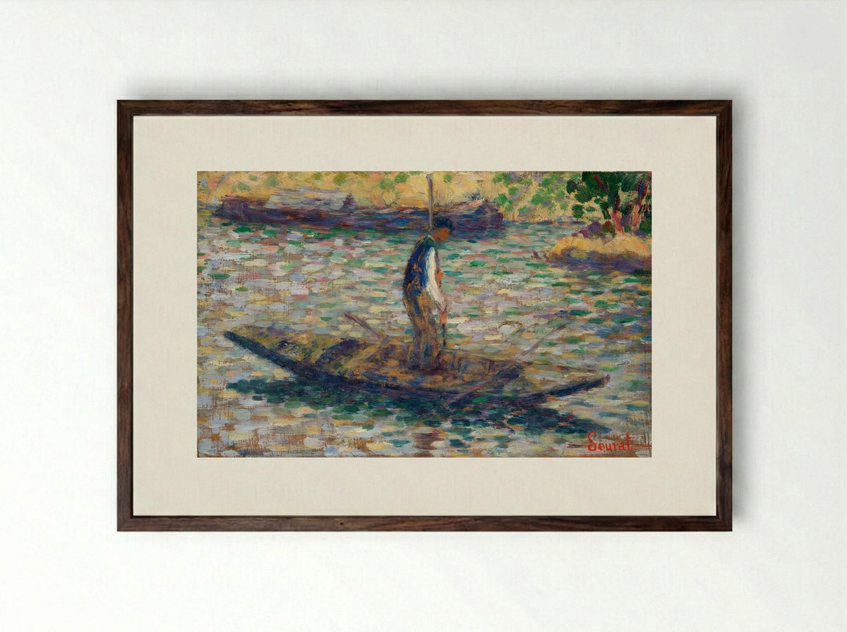 A Fisherman - Georges Seurat - Framed Print Dark Wood