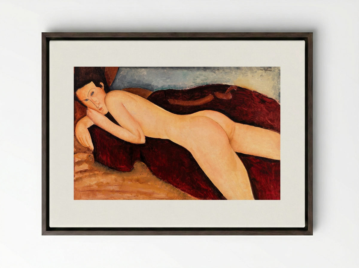 Reclining Nude from the Back - Amedeo Modigliani - Framed Canvas Dark Wood