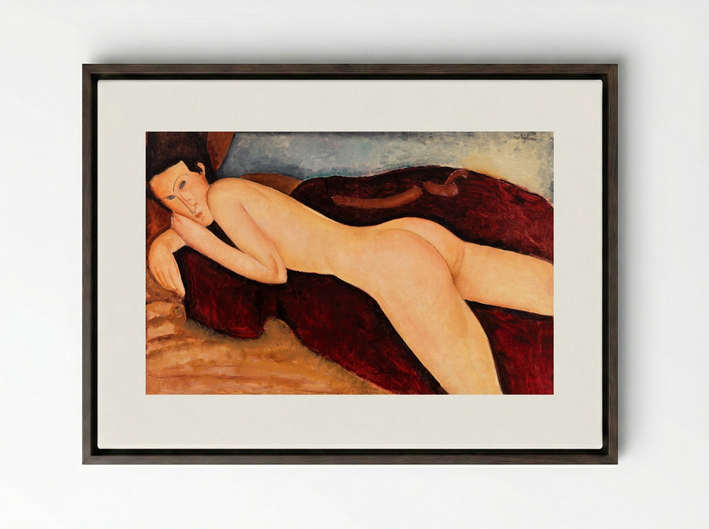 Reclining Nude from the Back - Amedeo Modigliani - Framed Canvas Dark Wood