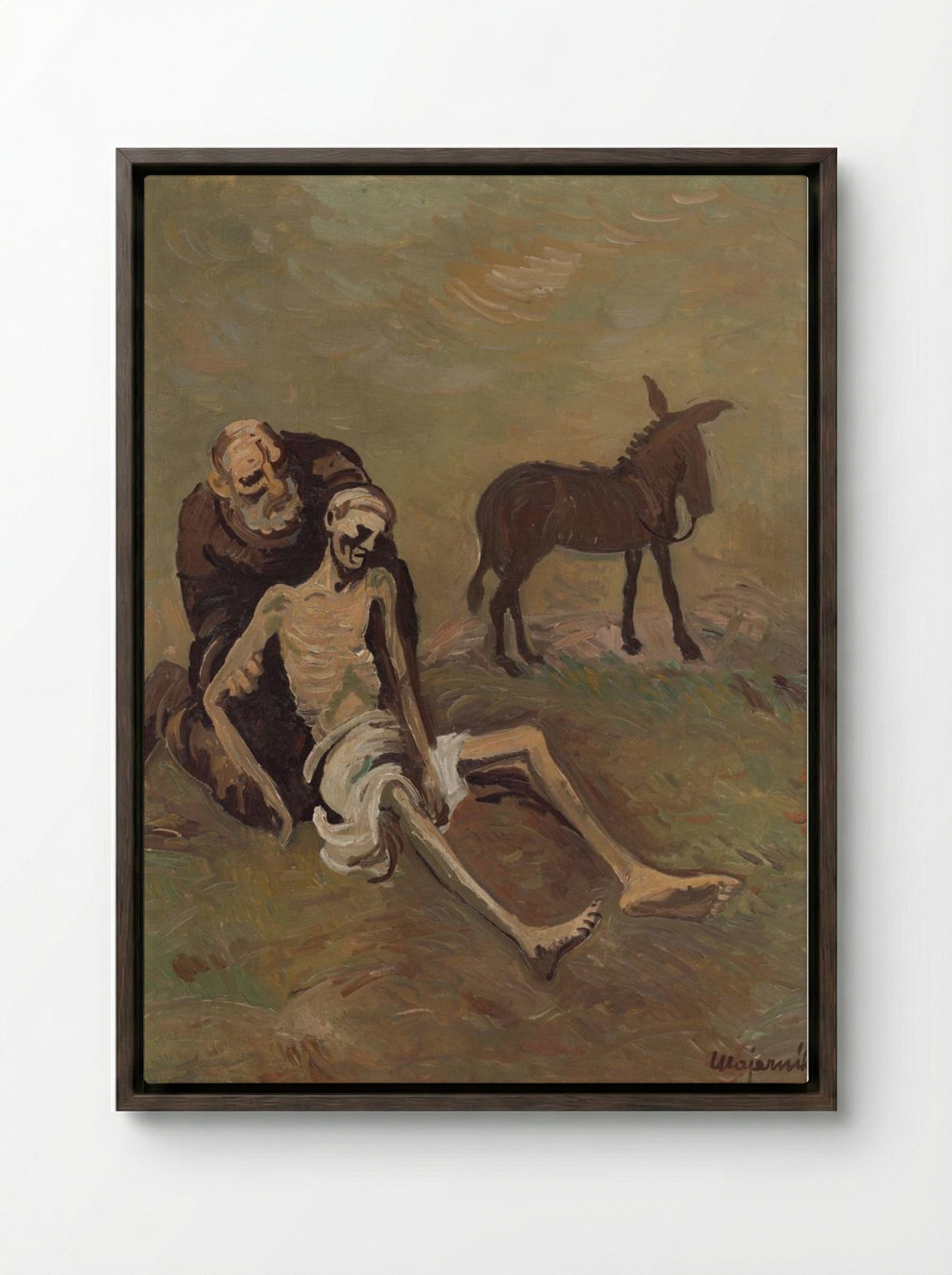 The Good Samaritan - Cyprián Majerník - Framed Canvas Dark Wood