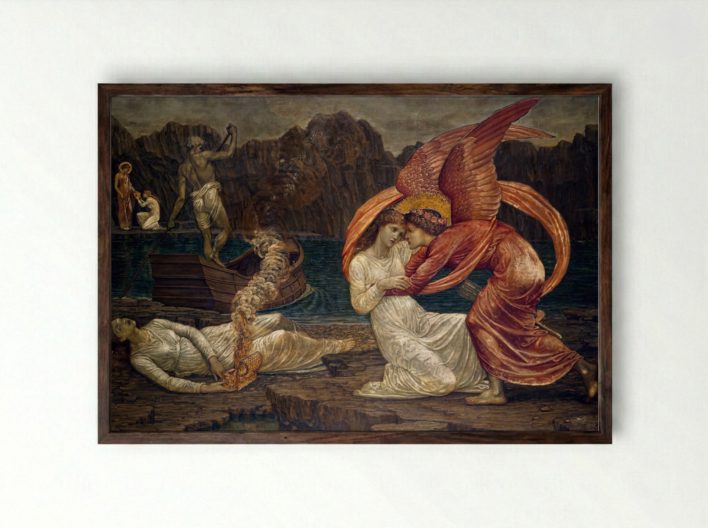 Psyche Receiving the Casket from Proserpine - Edward Burne-Jones - Framed Print Dark Wood