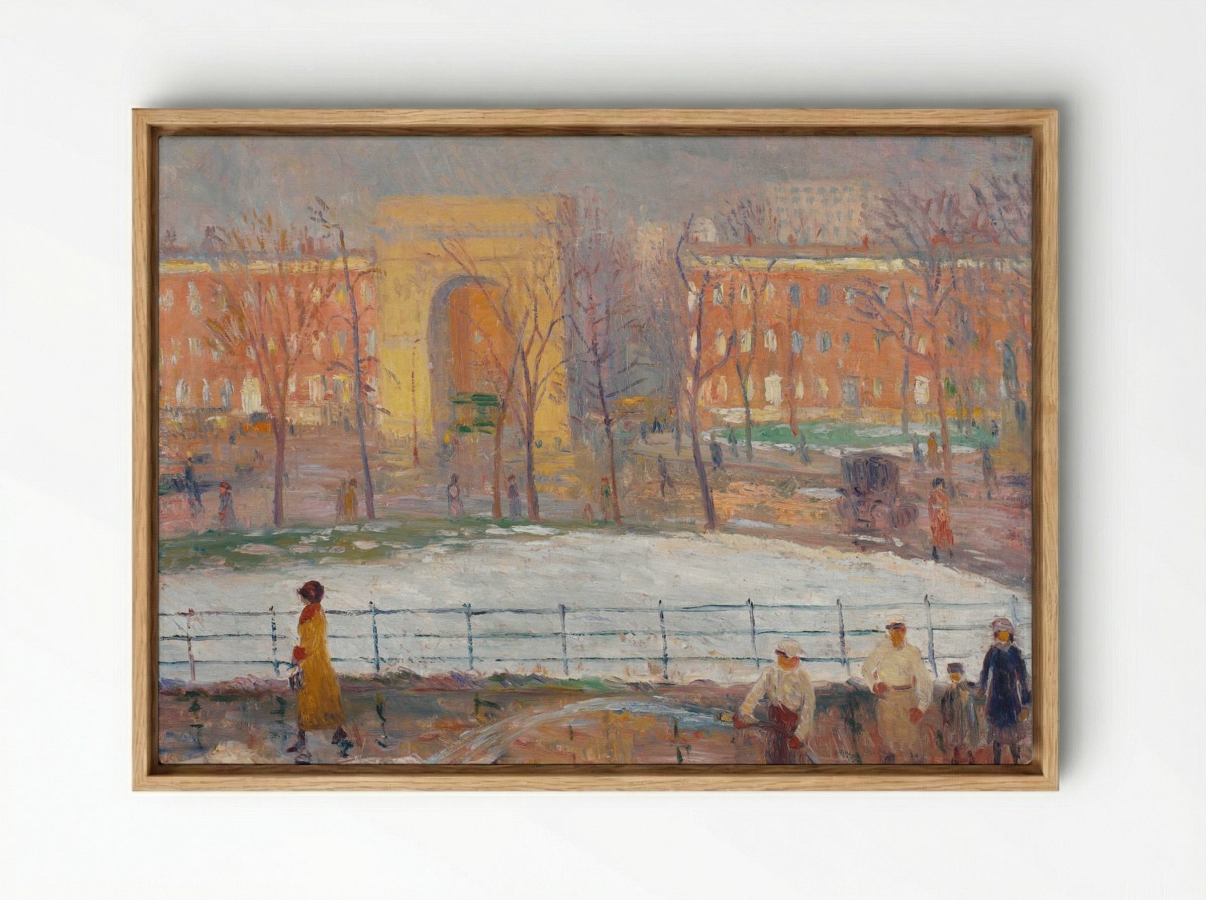 Street Cleaners, Washington Square - William James Glackens - Framed Canvas Wood