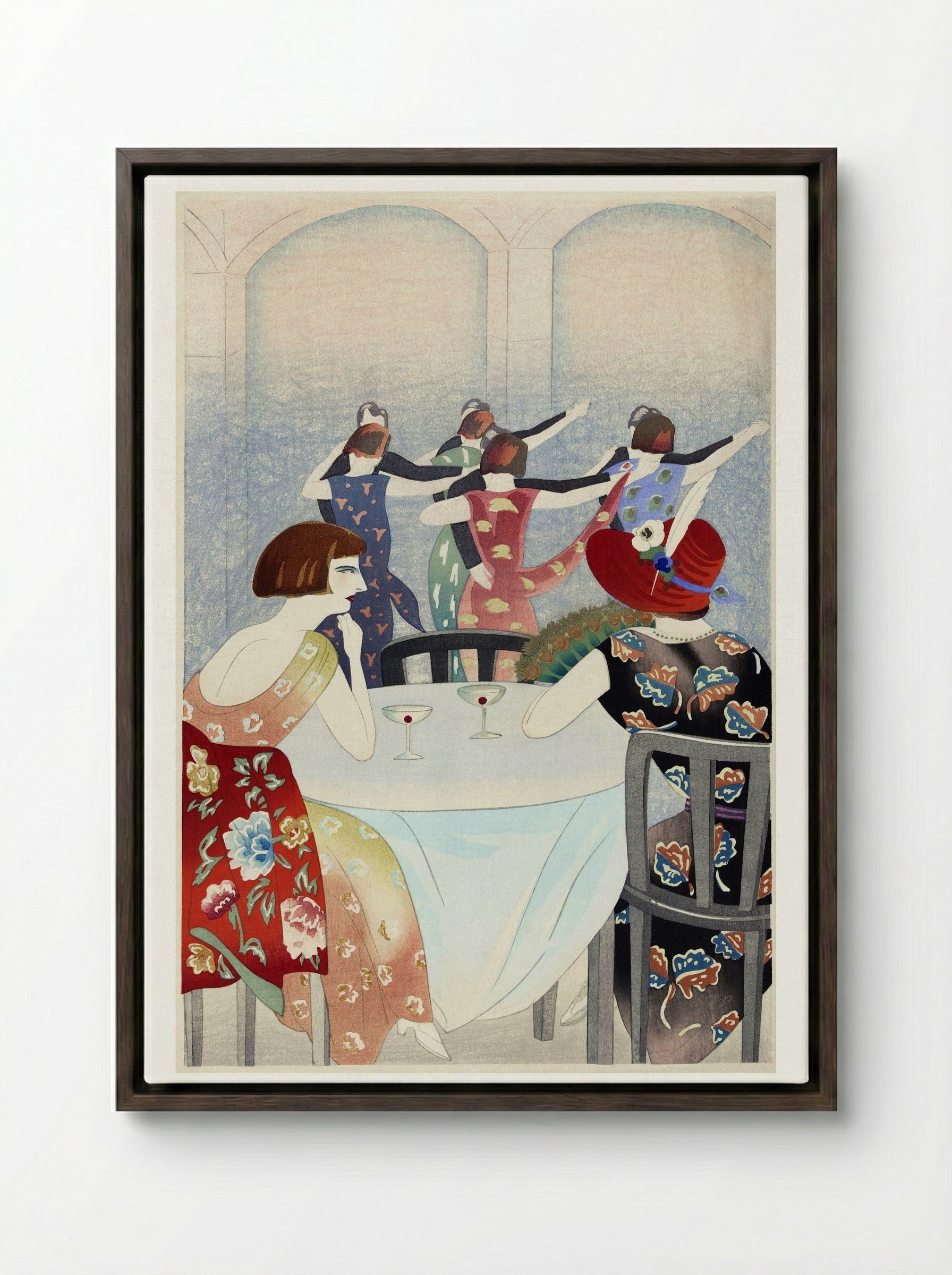 Dance Salon at the New Carlton Hotel, Shanghai - Yamamura Toyonari - Framed Canvas Dark Wood