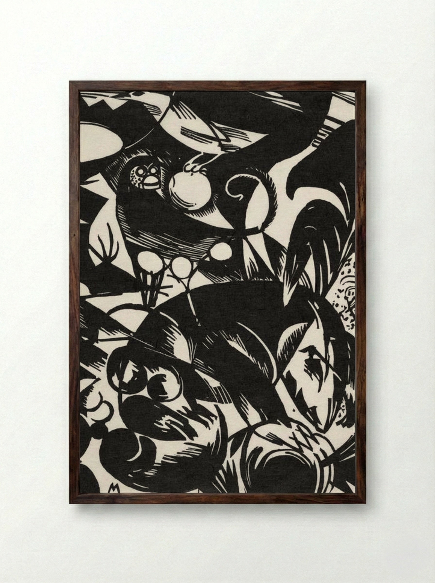 Birds and Fruit - Franz Marc - Framed Print Dark Wood