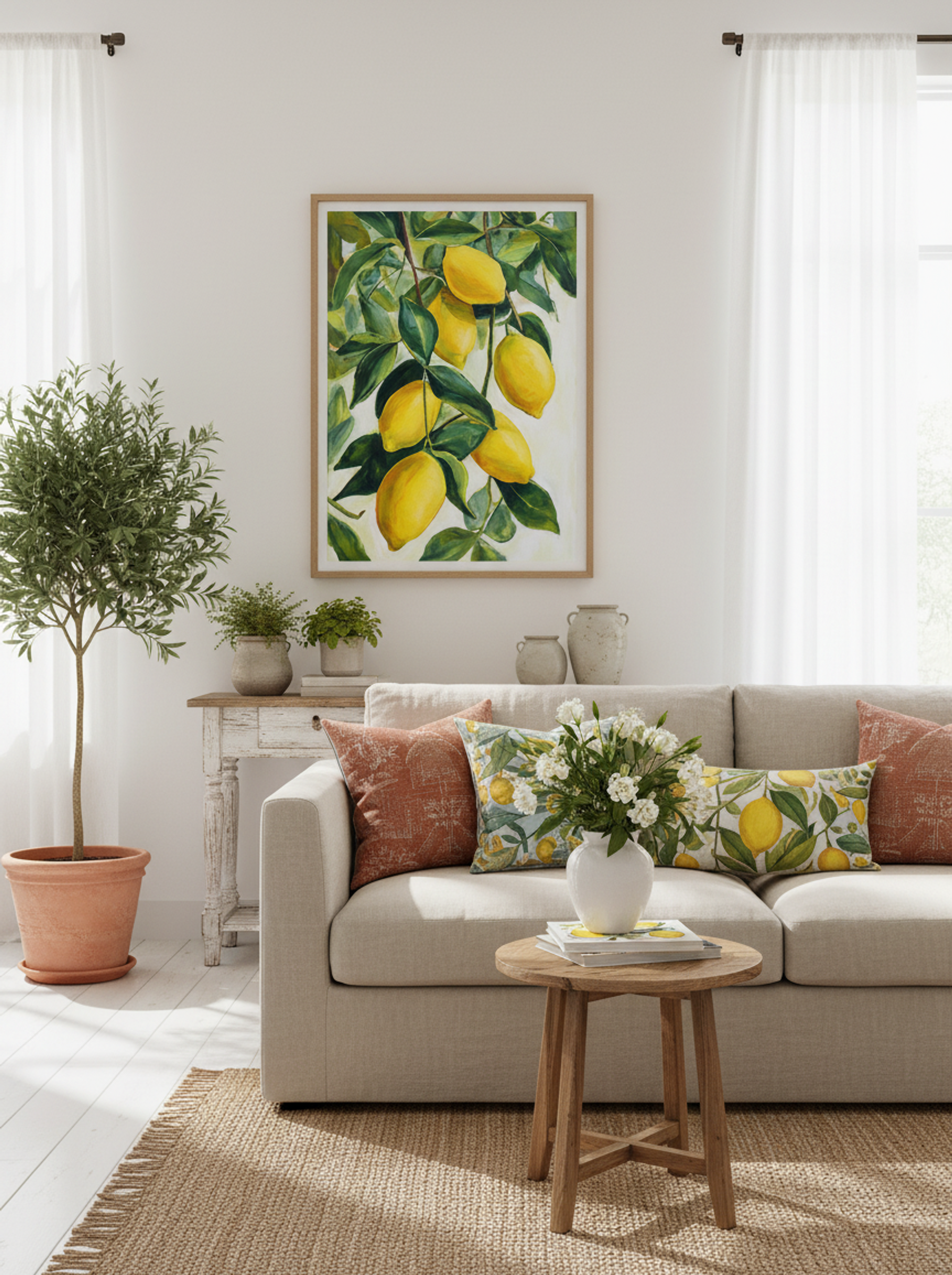 Lemon Orchard – Mediterranean Botanical Art Print - Lifestyle