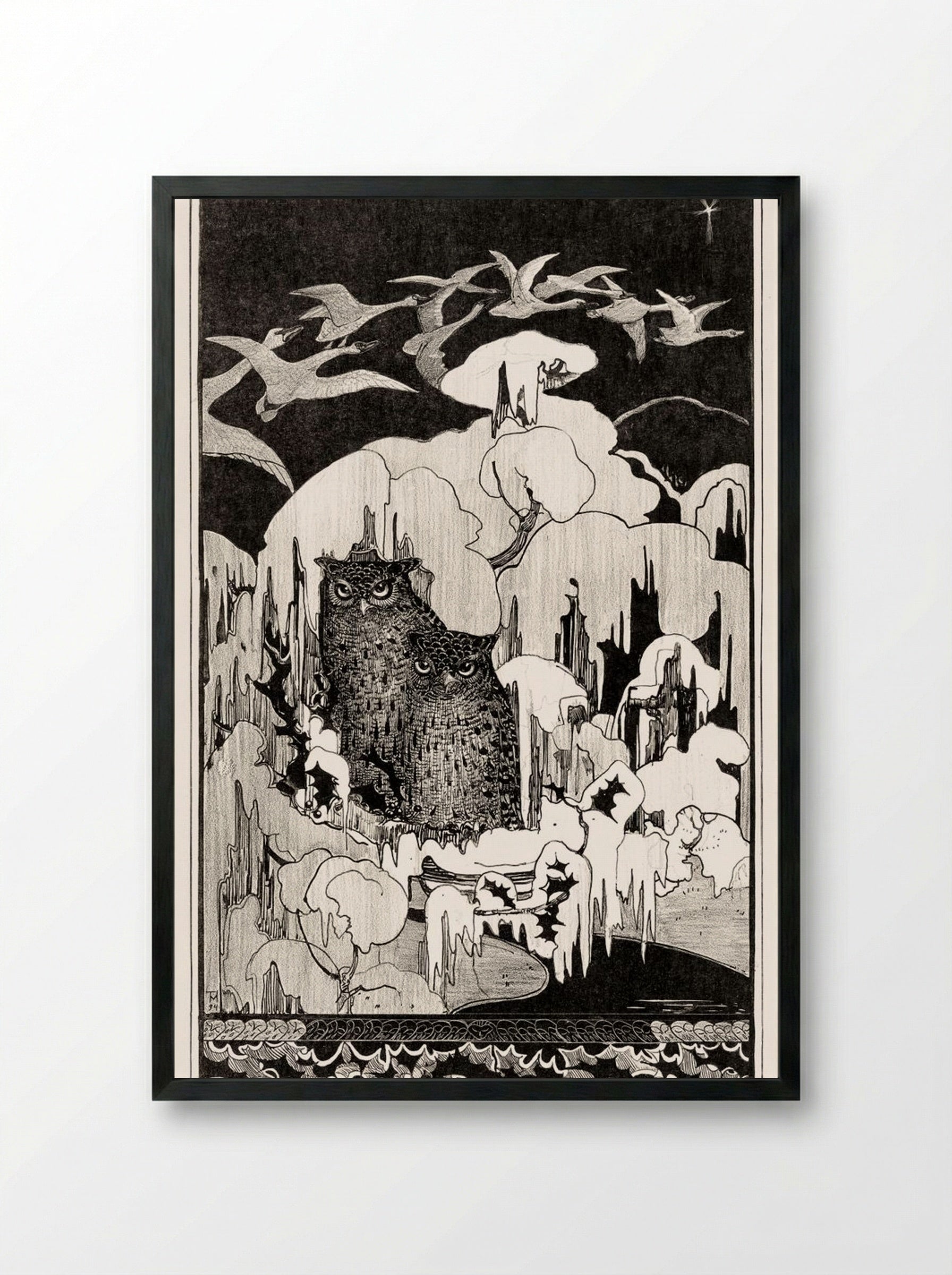 Kerstnacht (Christmas Night) - Theo van Hoytema - Framed Print Black