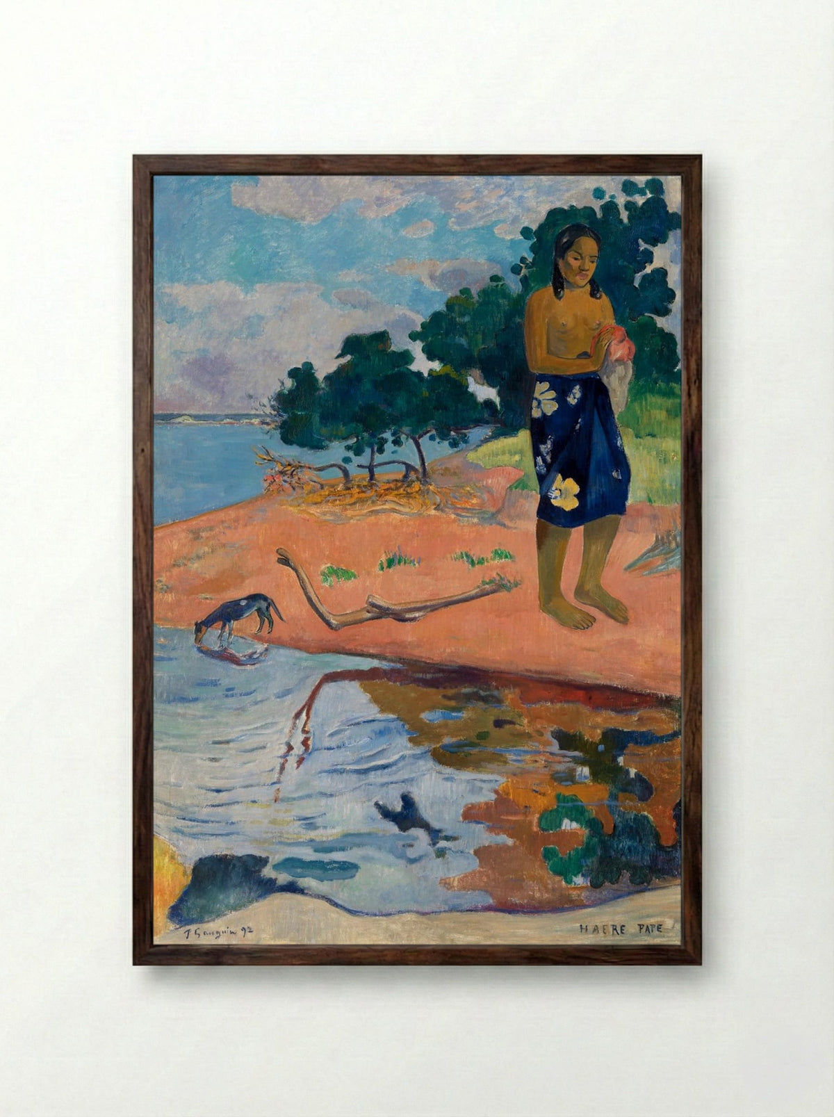 Haere Pape (Water is Sacred) - Paul Gauguin - Framed Print Dark Wood