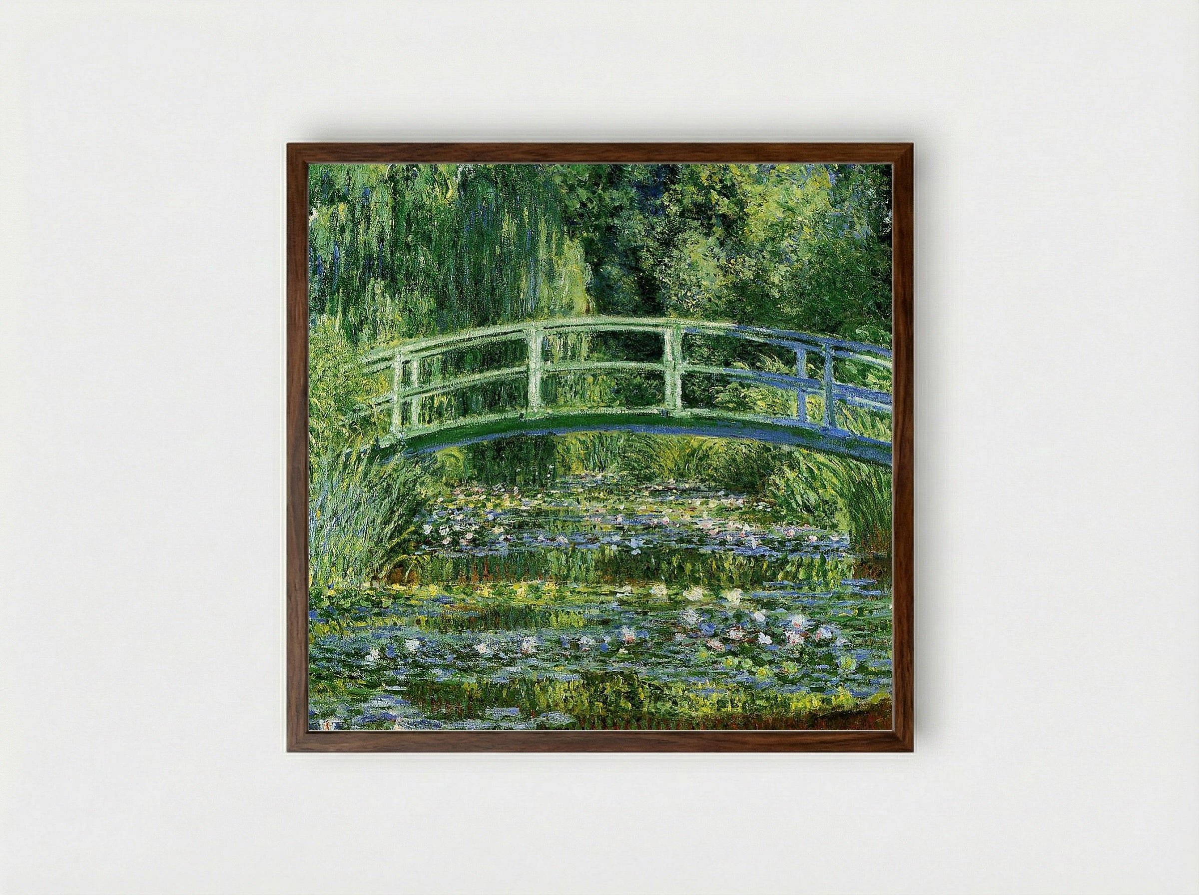 The Japanese Bridge (The Water-Lily Pond) - Claude Monet - Framed Print Dark Wood