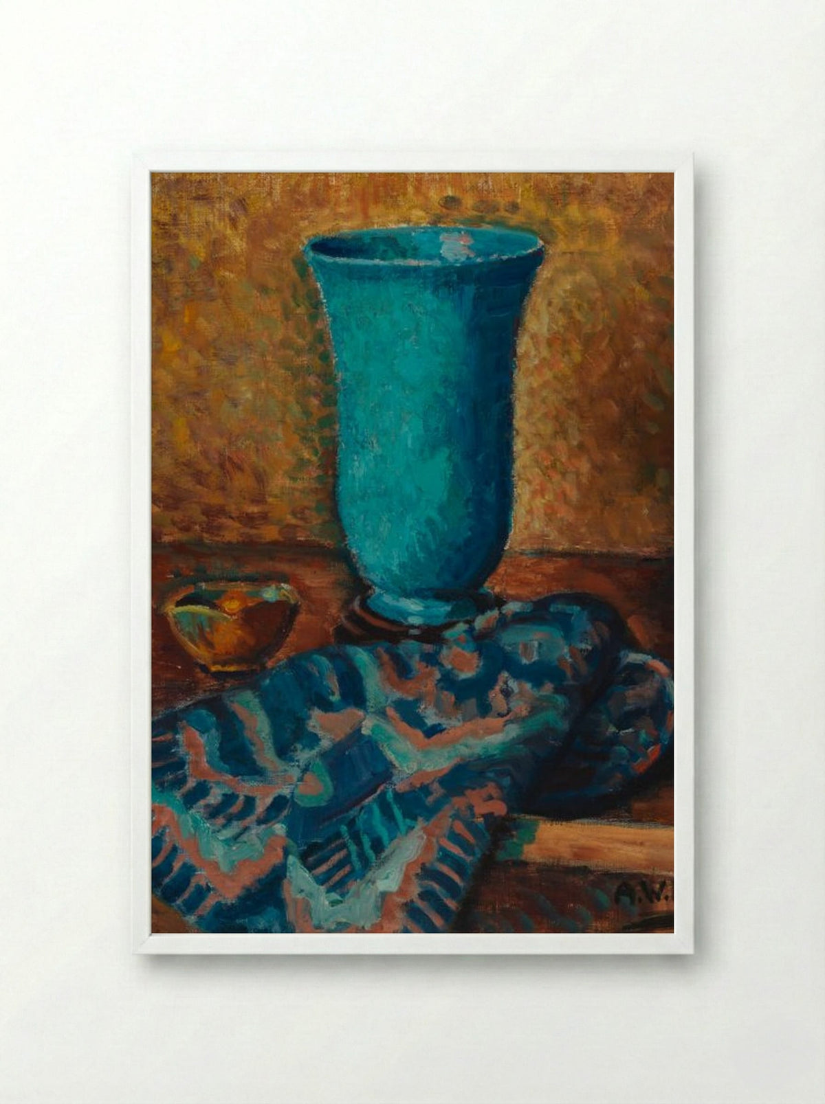 Sininen maljakko (Blue Vase) - Alfred William Finch - Framed Print White