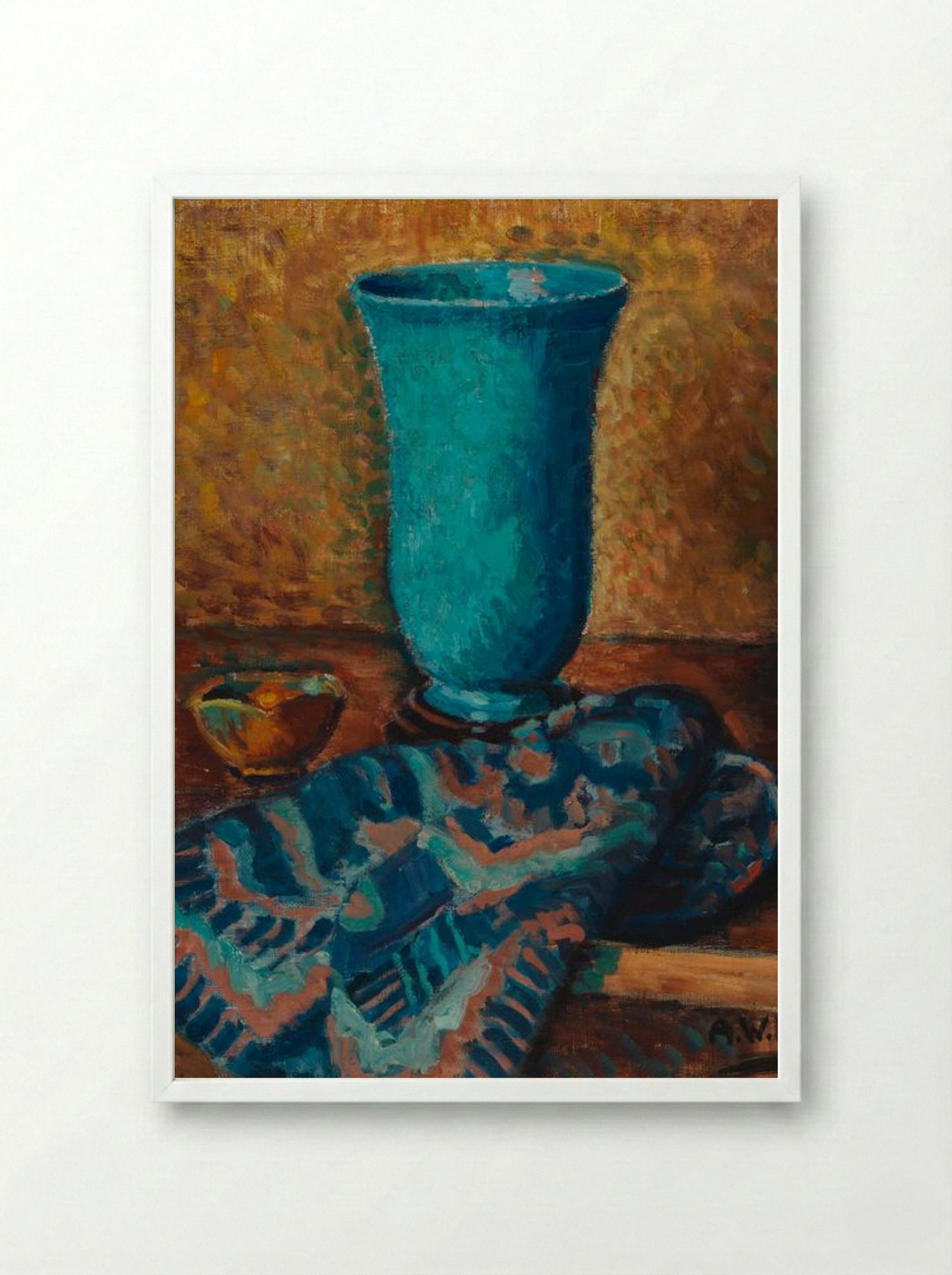 Sininen maljakko (Blue Vase) - Alfred William Finch - Framed Print White
