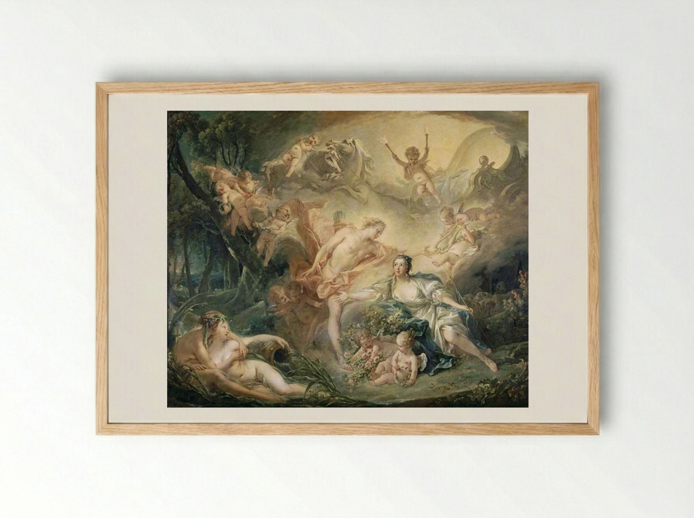 Apollo Revealing his Divinity to the Shepherdess Isse - François Boucher - Framed Print Wood