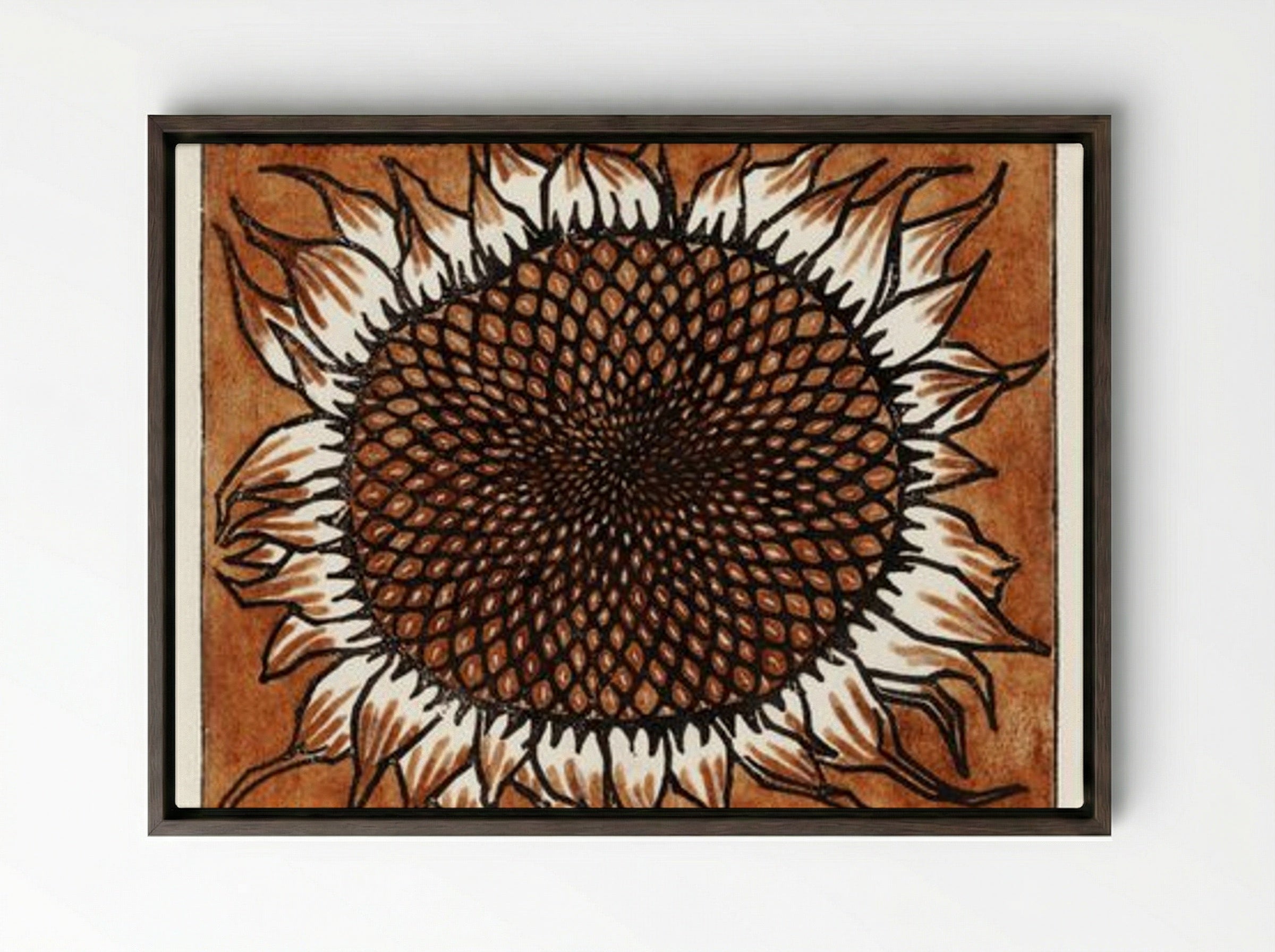 November Sunflower - Julie de Graag - Framed Canvas Dark Wood