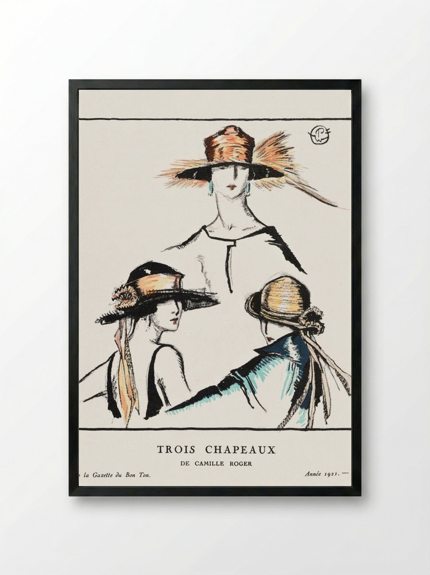 Trois Chapeaux (Three Hats) - Porter Woodruff - Framed Print Black