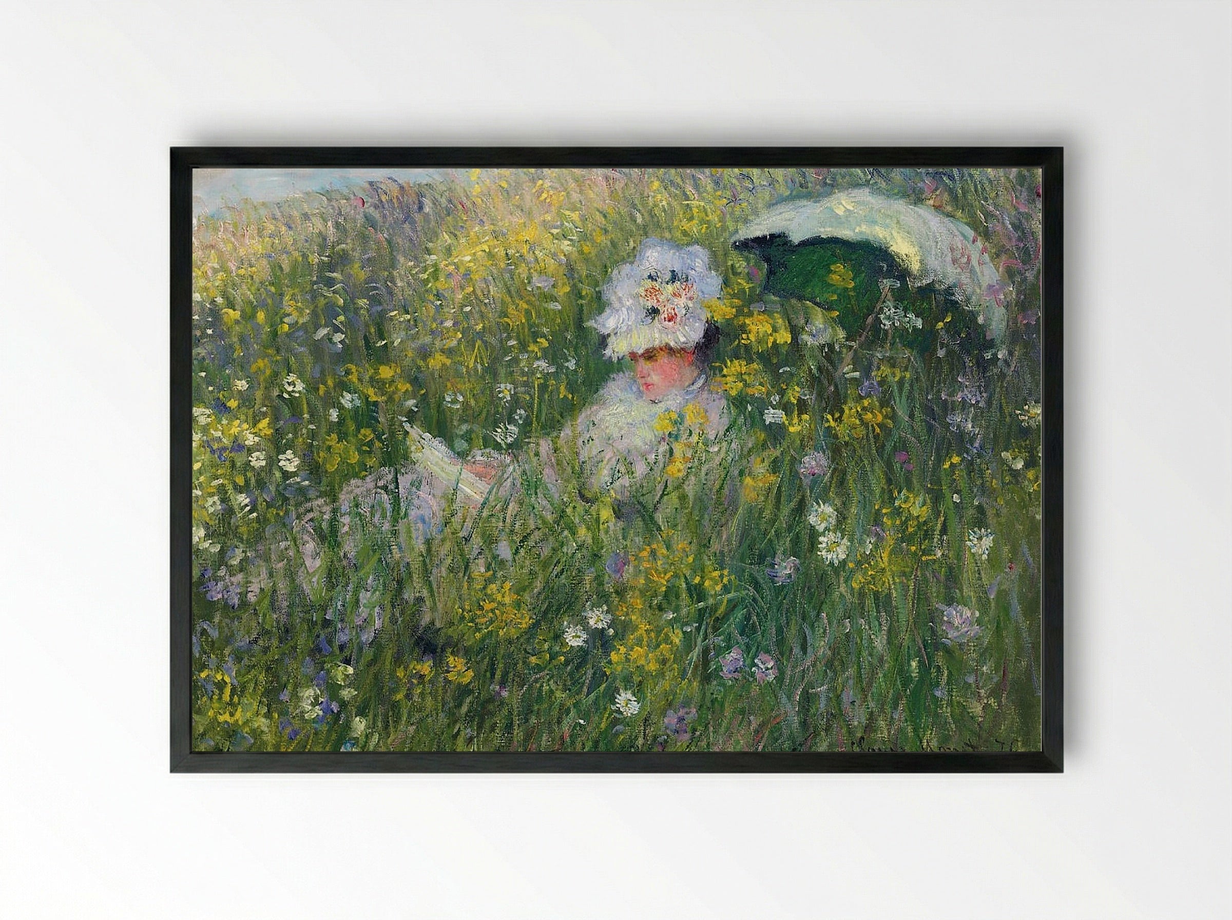 In the Meadow - Claude Monet - Framed Print Black