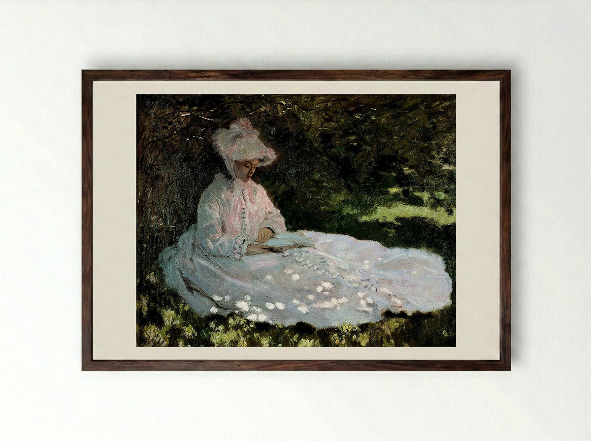A Woman Reading - Berthe Morisot - Framed Print Dark Wood