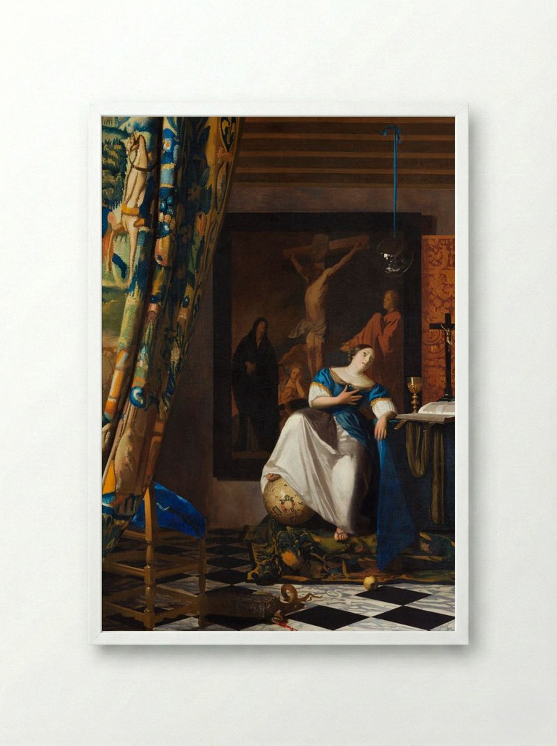 Allegory of the Catholic Faith - Johannes Vermeer - Framed Print White