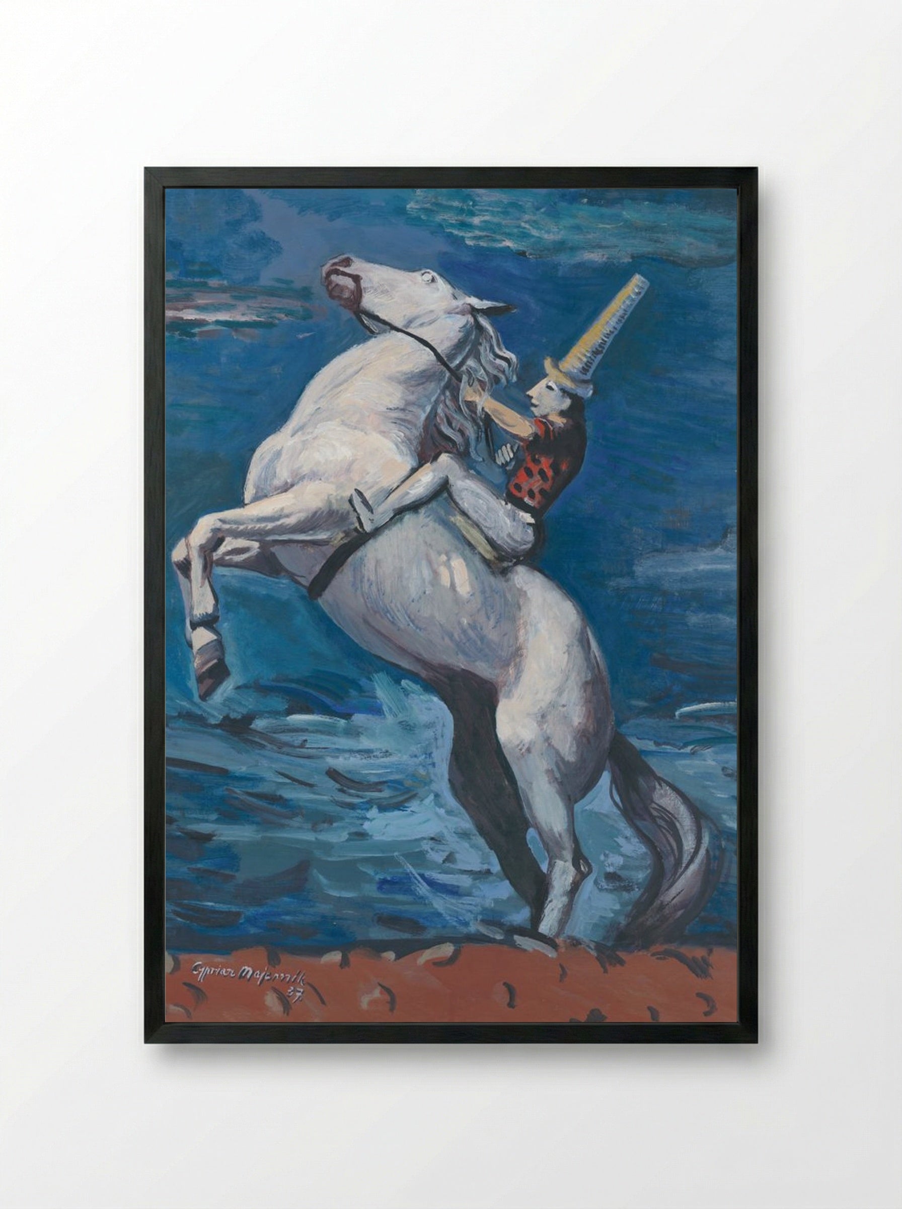 Rider by the Seashore - Cyprián Majerník - Framed Print Black