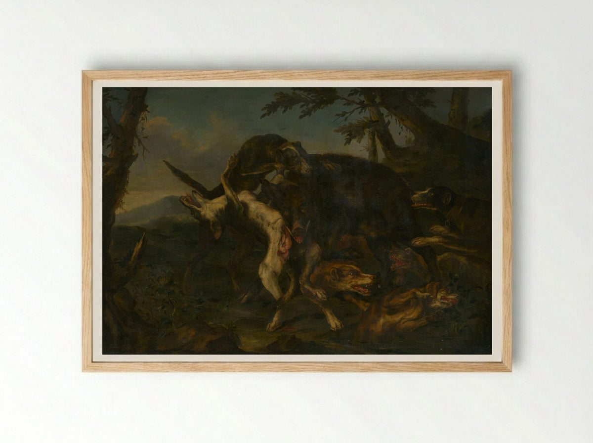 Boar Hunt - Frans Snyders - Framed Print Wood