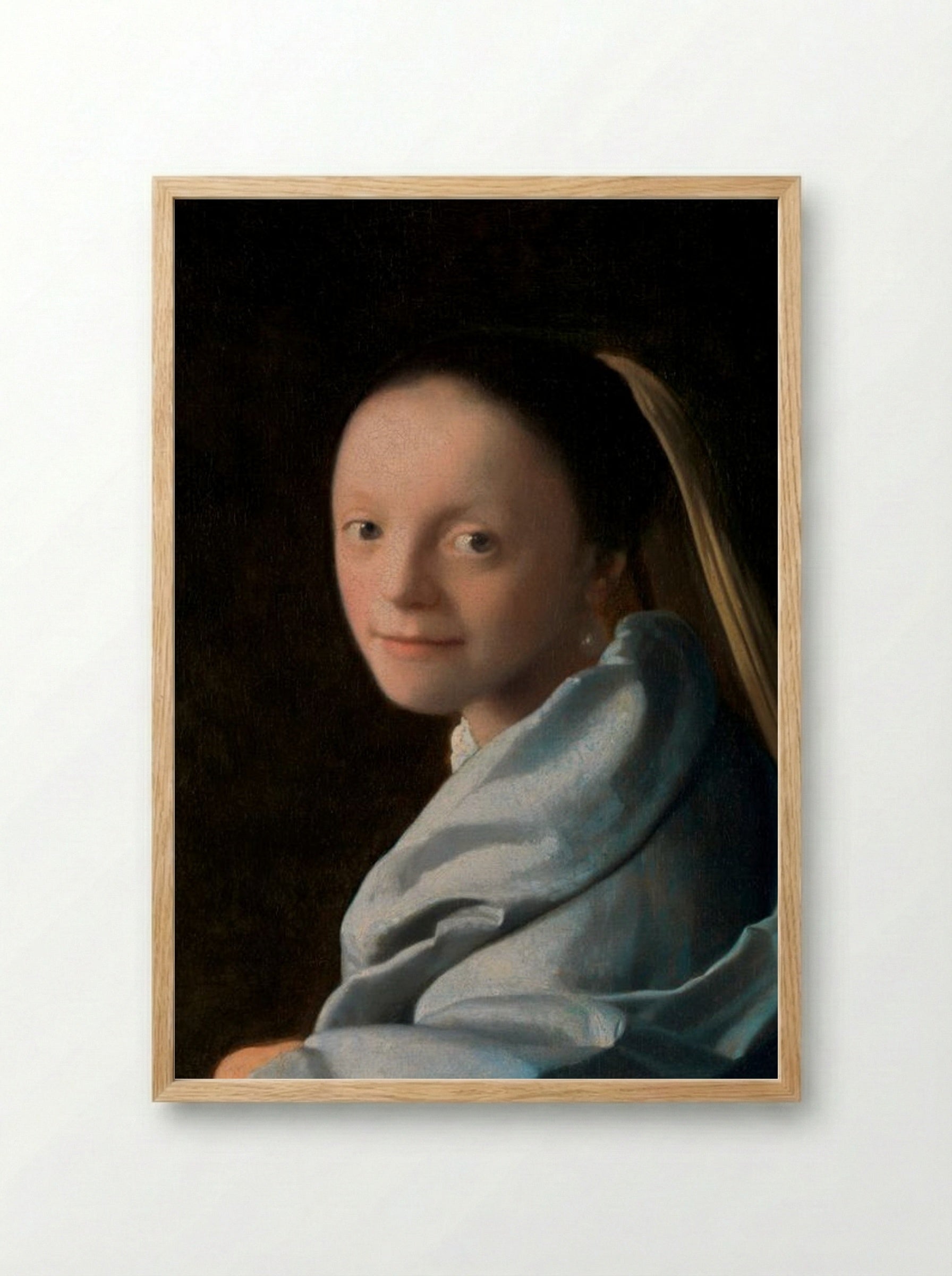 Study of a Young Woman - Johannes Vermeer - Framed Print Wood