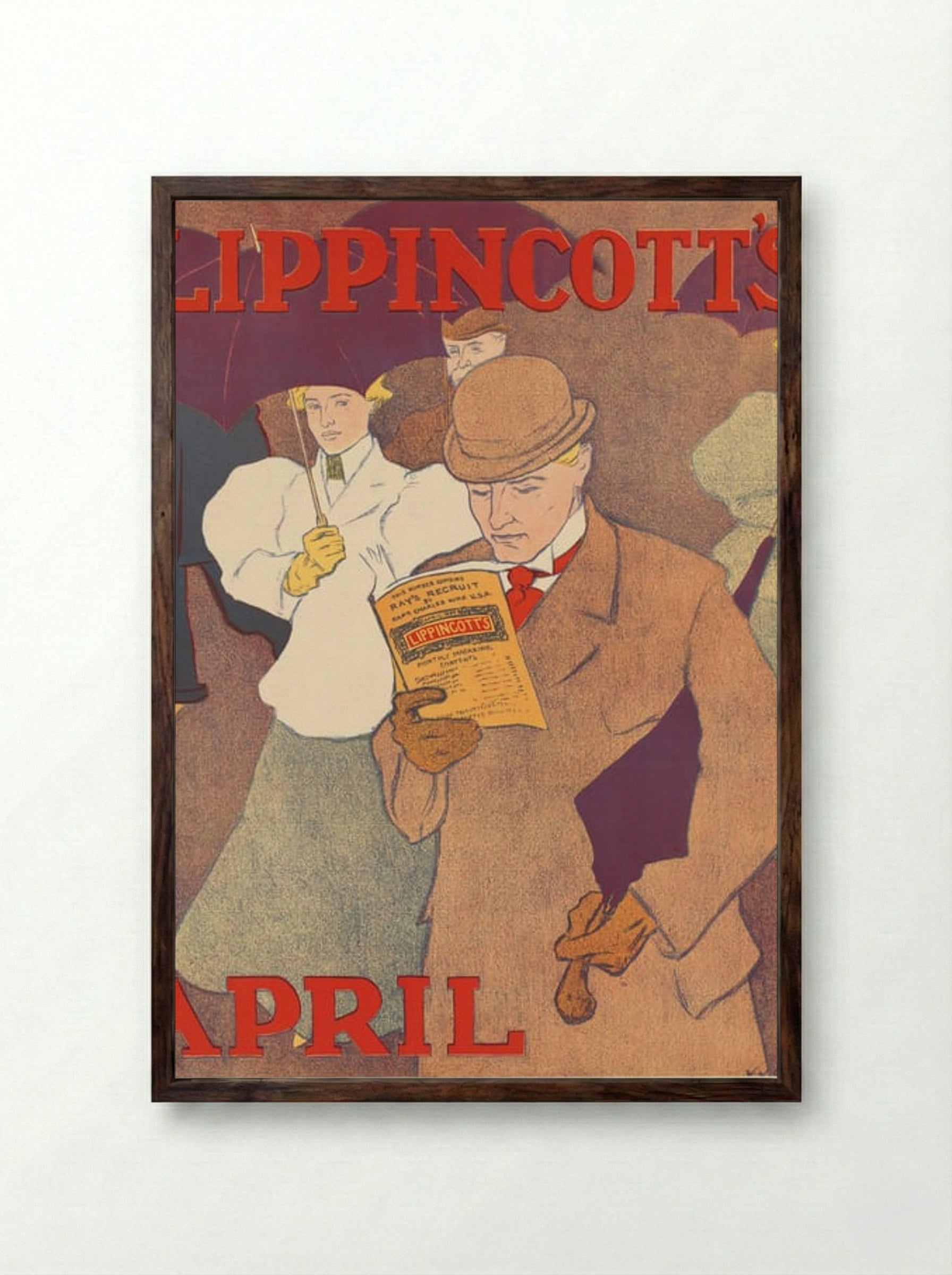 Lippincott's, April - Edward Penfield - Framed Print Dark Wood