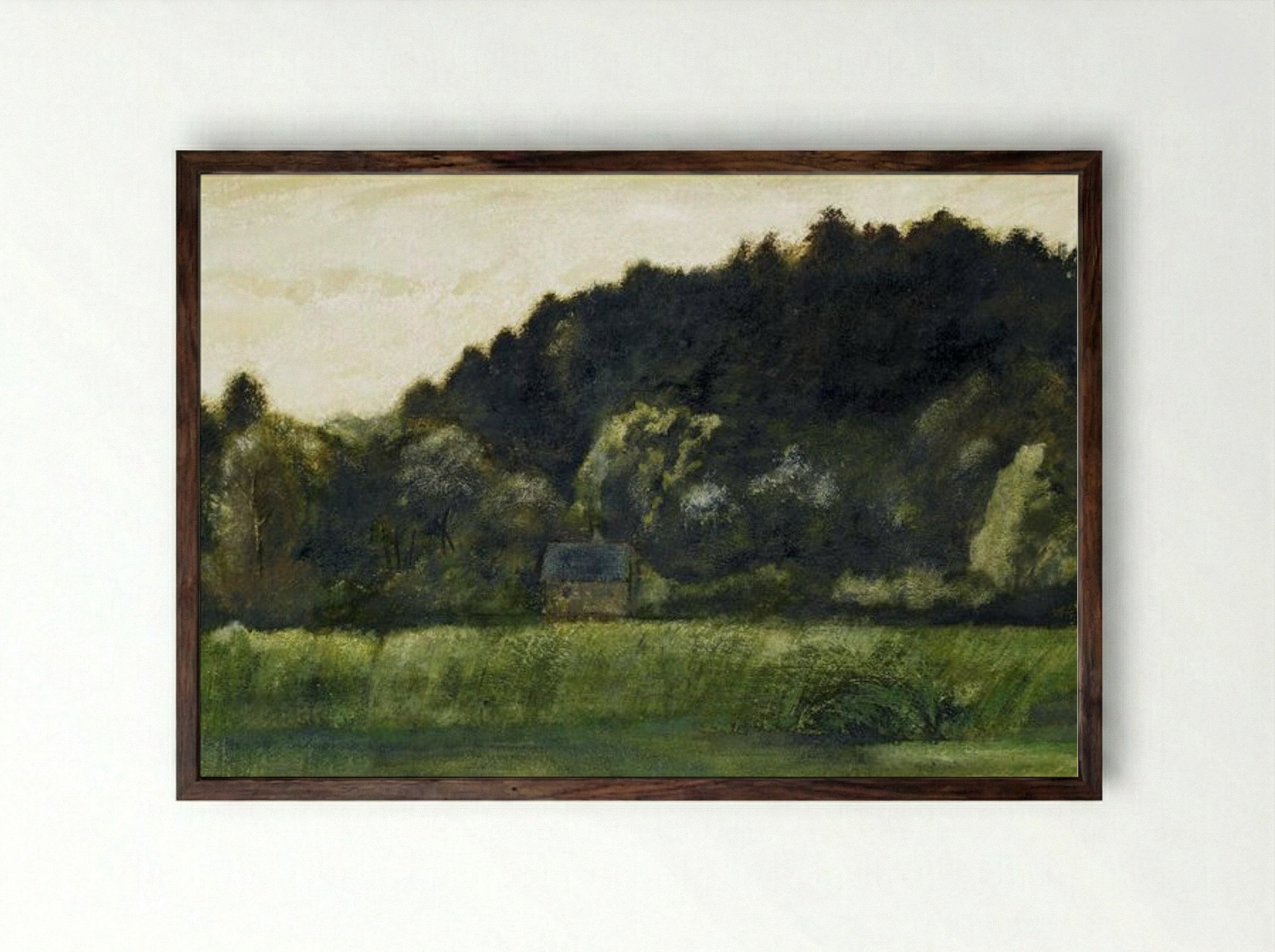 Landscape Study with Cottage - Edward Burne-Jones - Framed Print Dark Wood