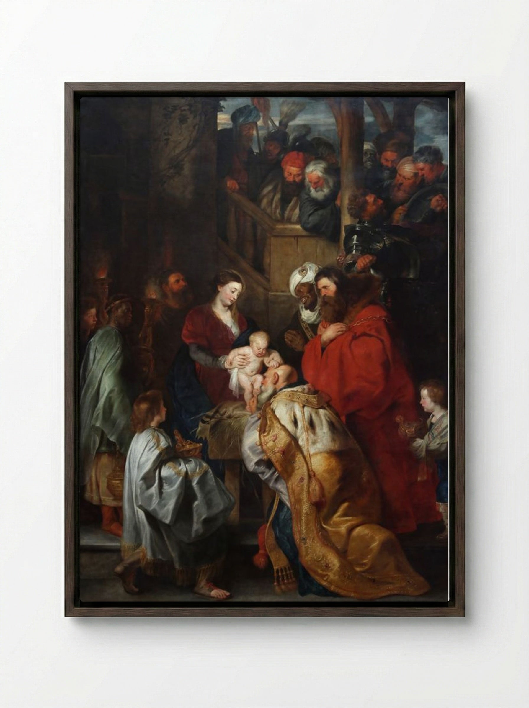 Adoration of the Magi - Peter Paul Rubens - Framed Canvas Dark Wood