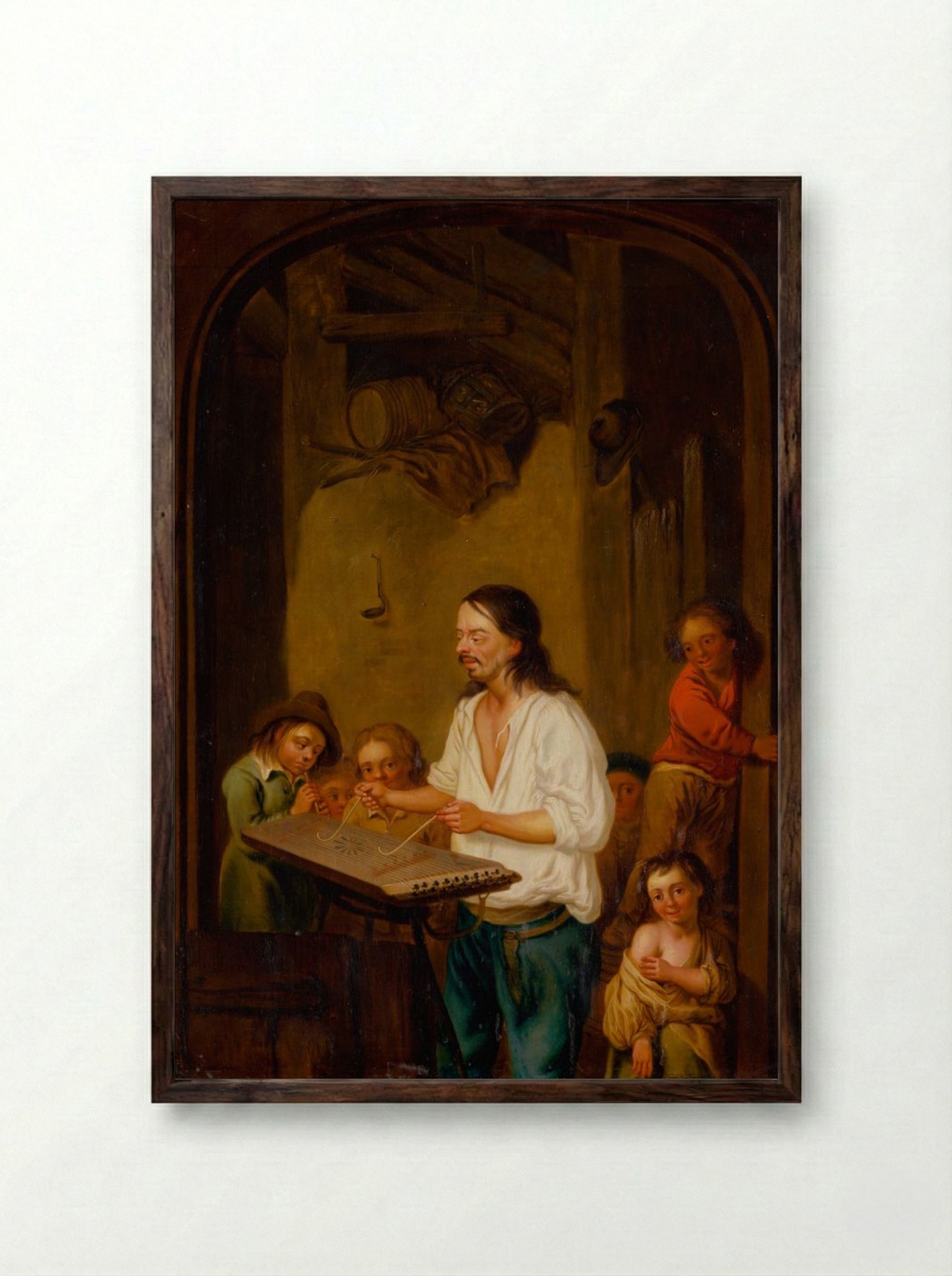 The Music Master - Jan Steen - Framed Print Dark Wood