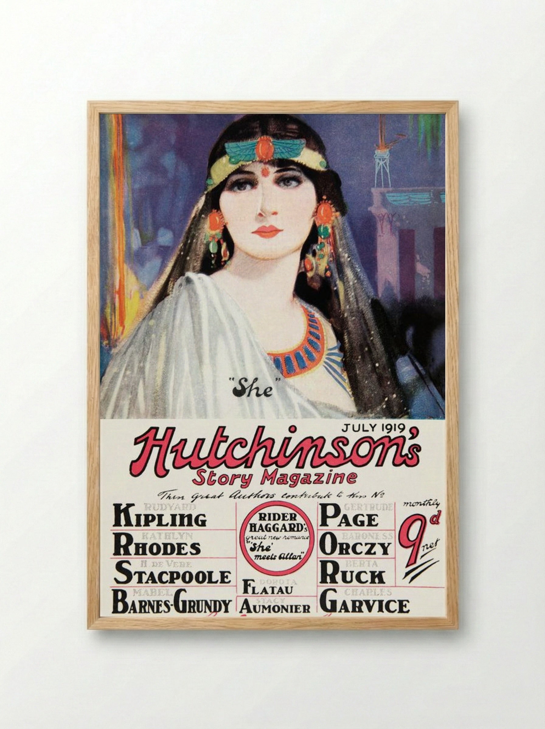 She Meets Allan (Hutchinson's Story Magazine Cover) - Fine Art Print - Framed Print Wood