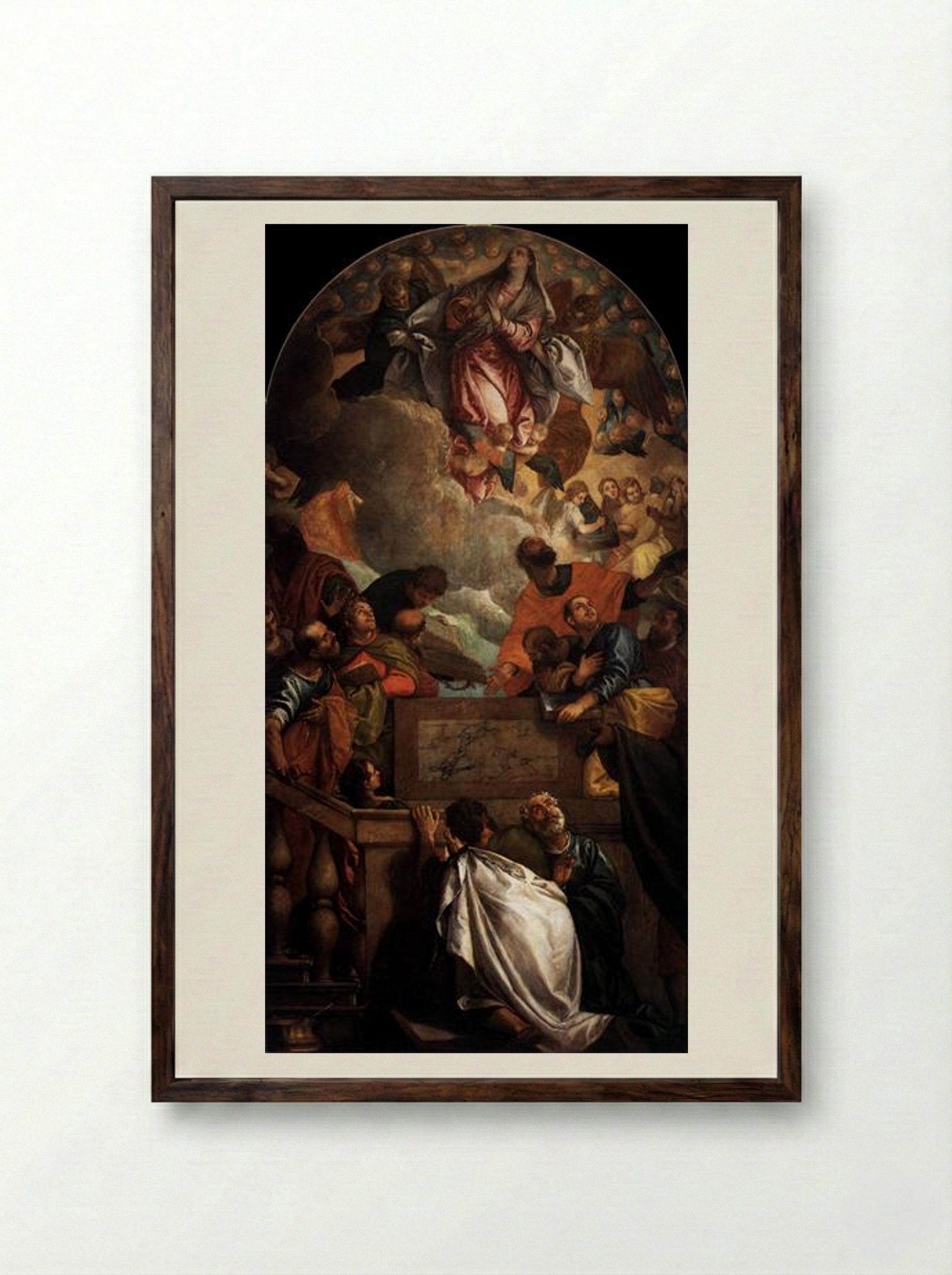 Assumption of the Virgin - Paolo Veronese - Framed Print Dark Wood