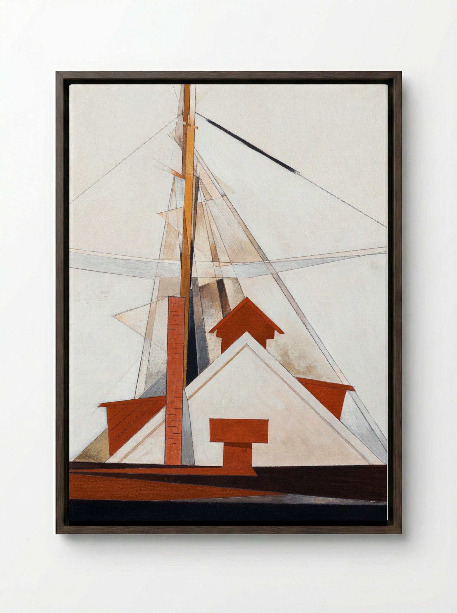 Masts - Charles Demuth - Framed Canvas Dark Wood
