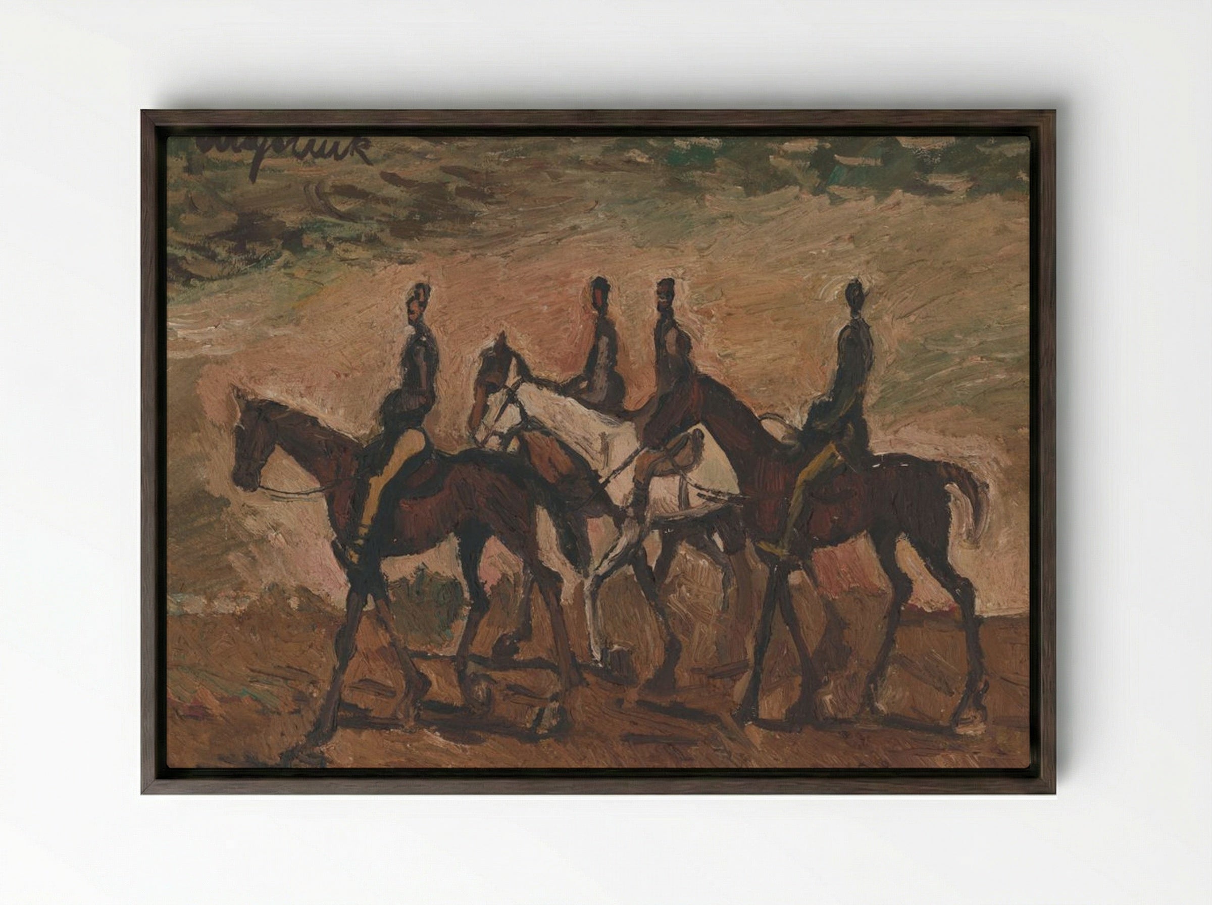 Horse Patrol - Cyprián Majerník - Framed Canvas Dark Wood