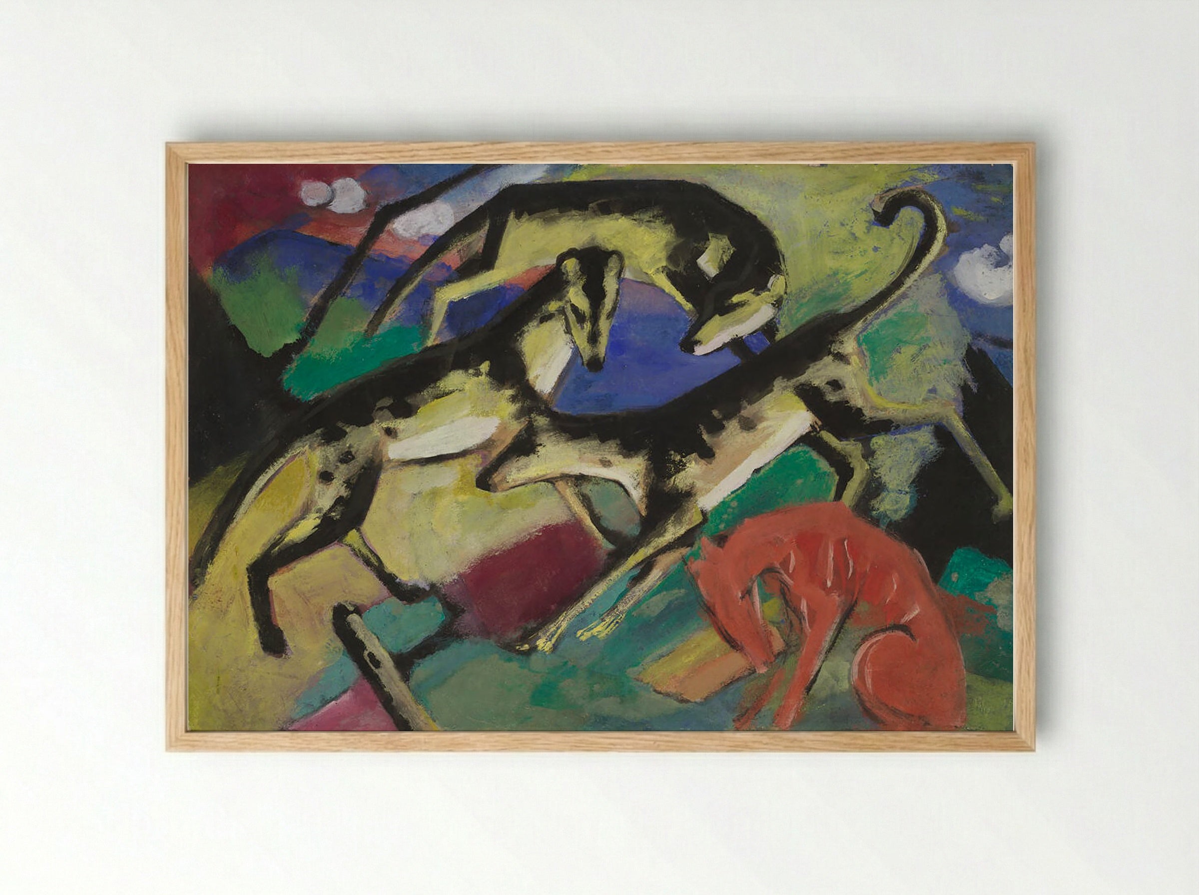 Playing Dogs - Franz Marc - Framed Print Wood