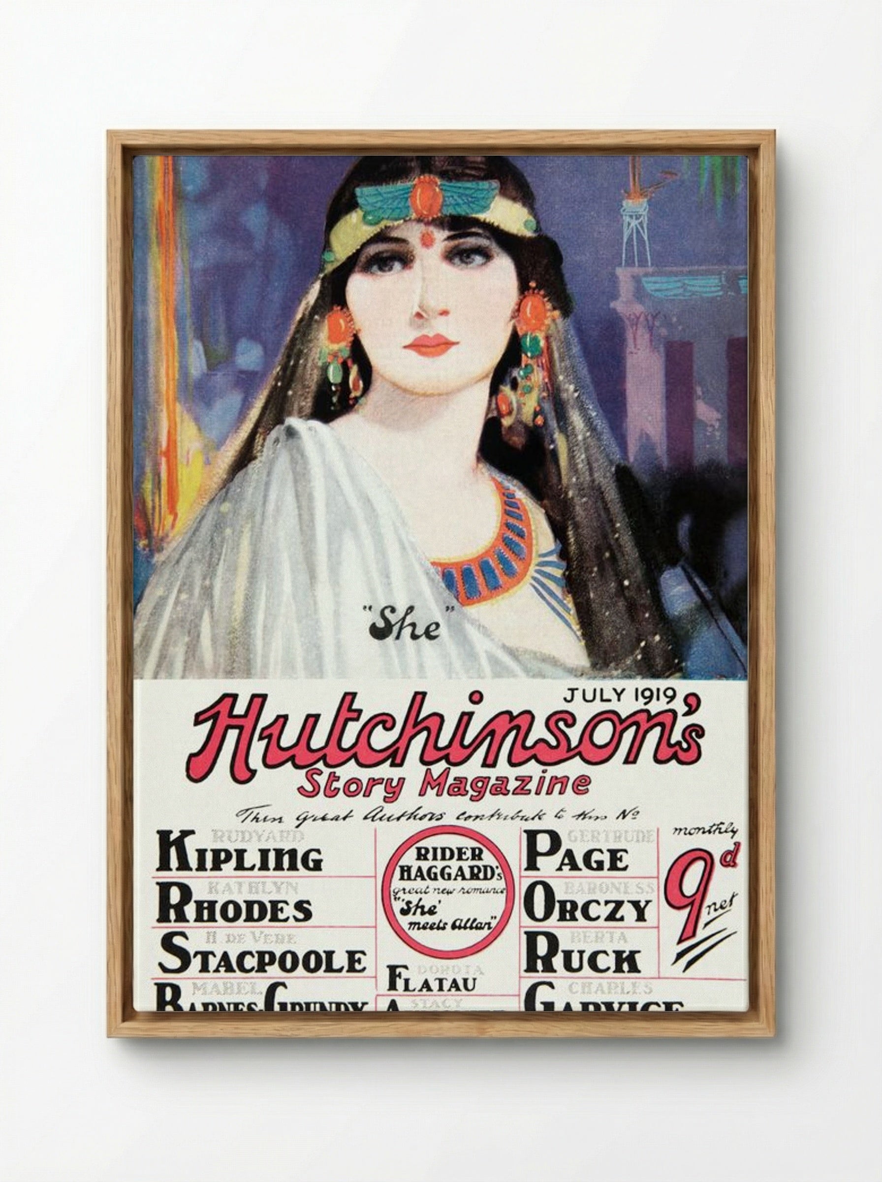 She Meets Allan (Hutchinson's Story Magazine Cover) - Fine Art Print - Framed Canvas Wood