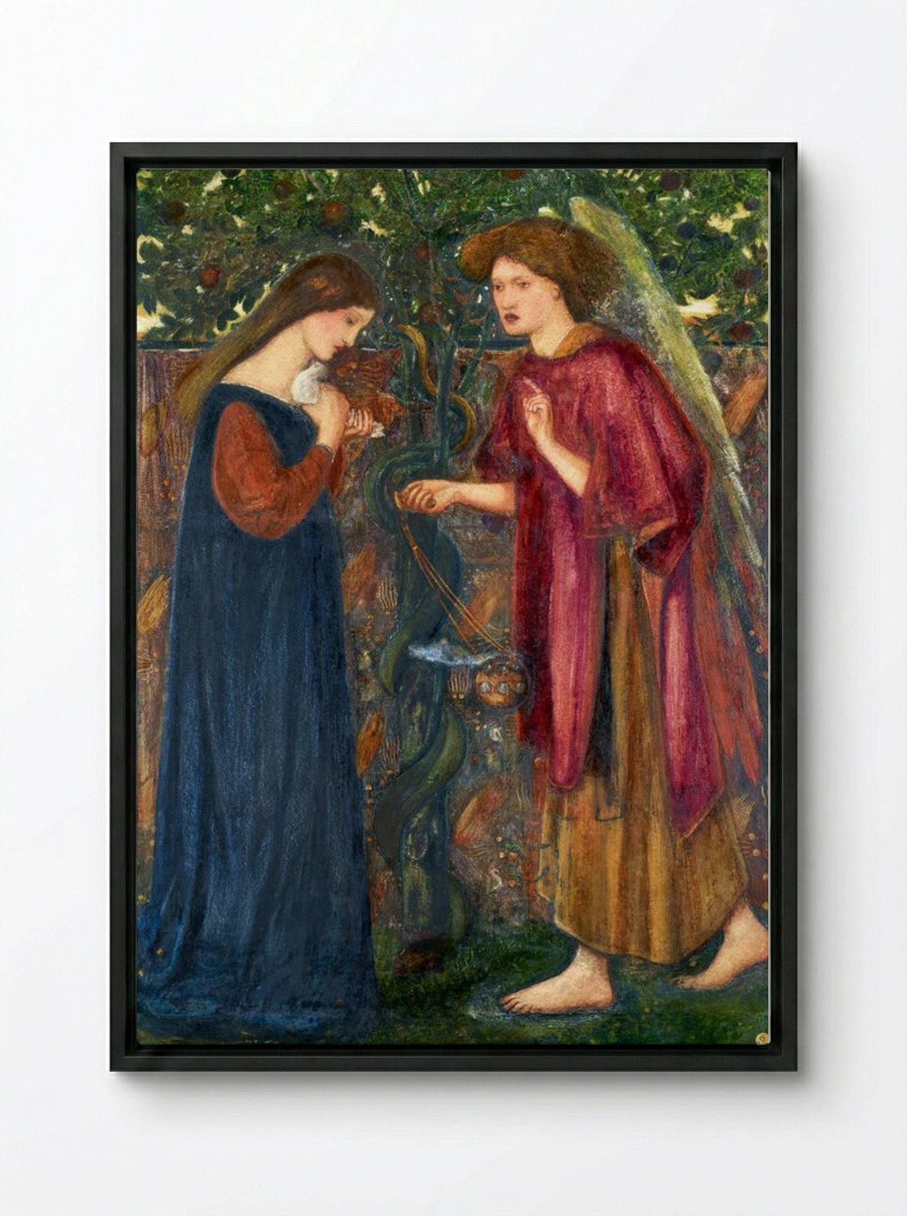 The Annunciation - Edward Burne-Jones - Framed Canvas Black