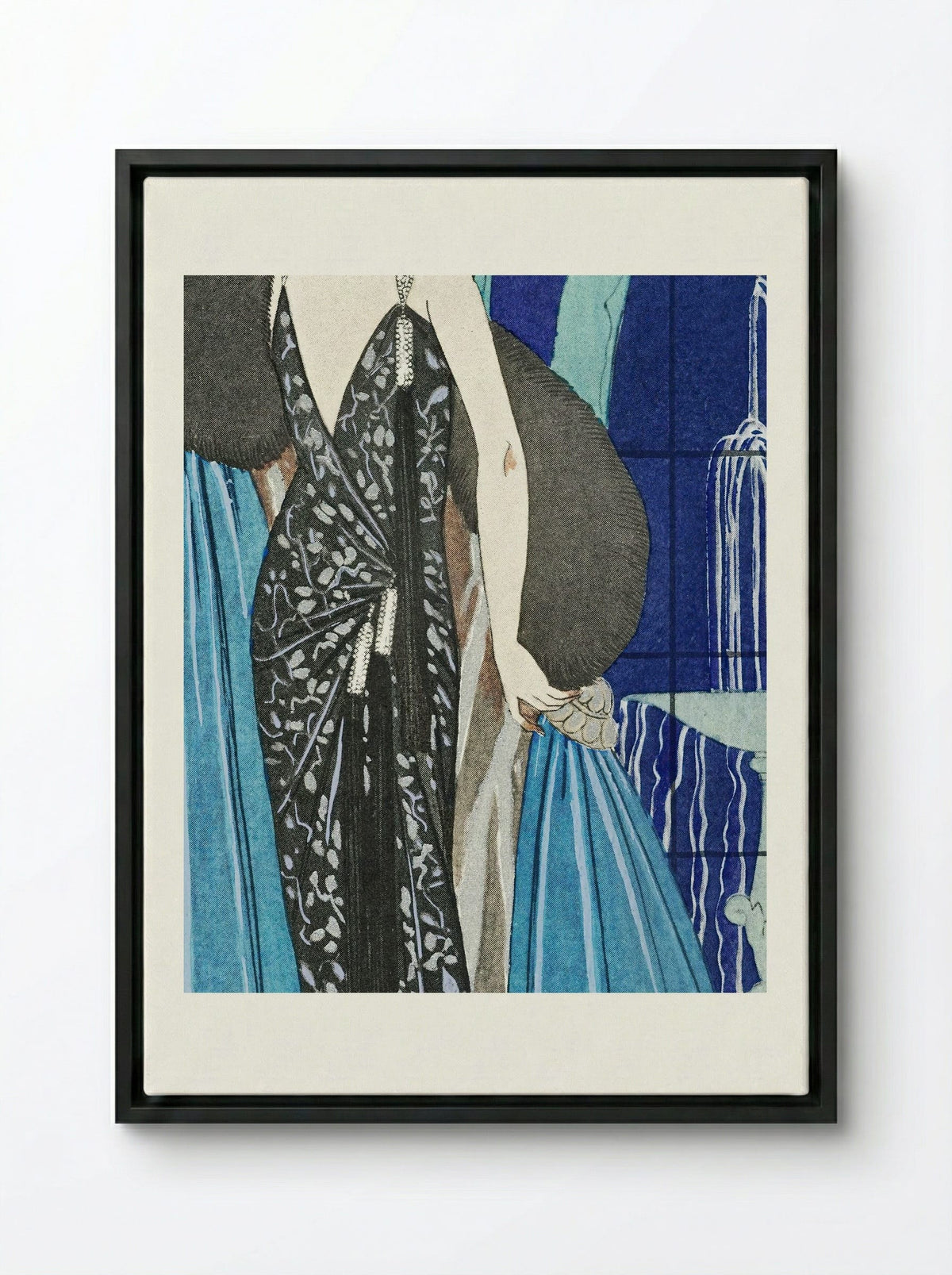 Alcyone, Robe et Manteau du Soir, de Worth - George Barbier - Framed Canvas Black