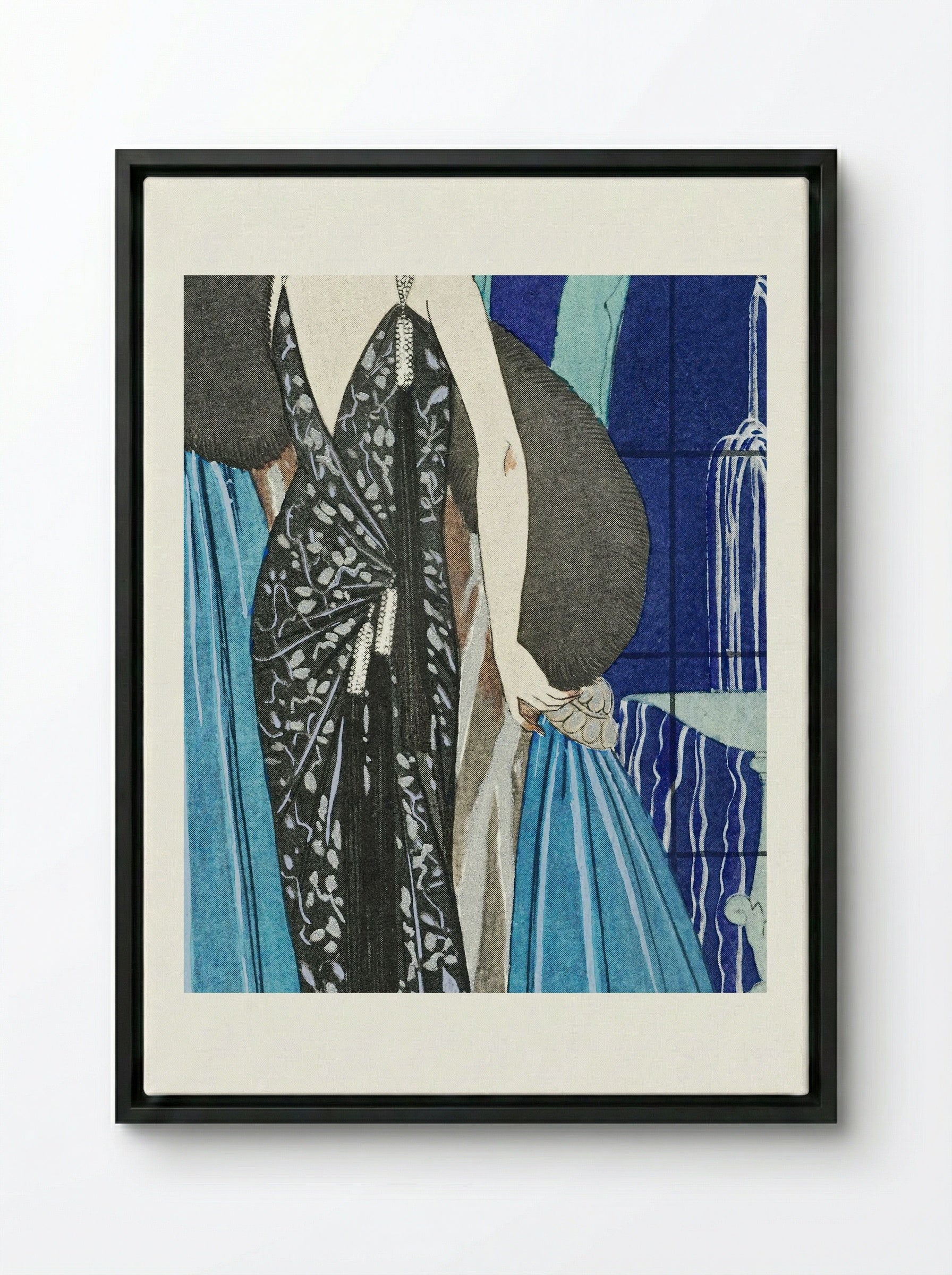 Alcyone, Robe et Manteau du Soir, de Worth - George Barbier - Framed Canvas Black