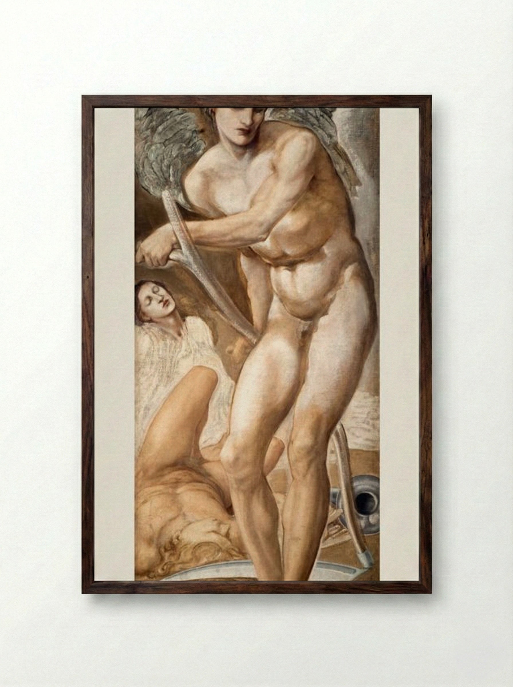 Study of Oblivion Conquering Fame - Edward Burne-Jones - Framed Print Dark Wood