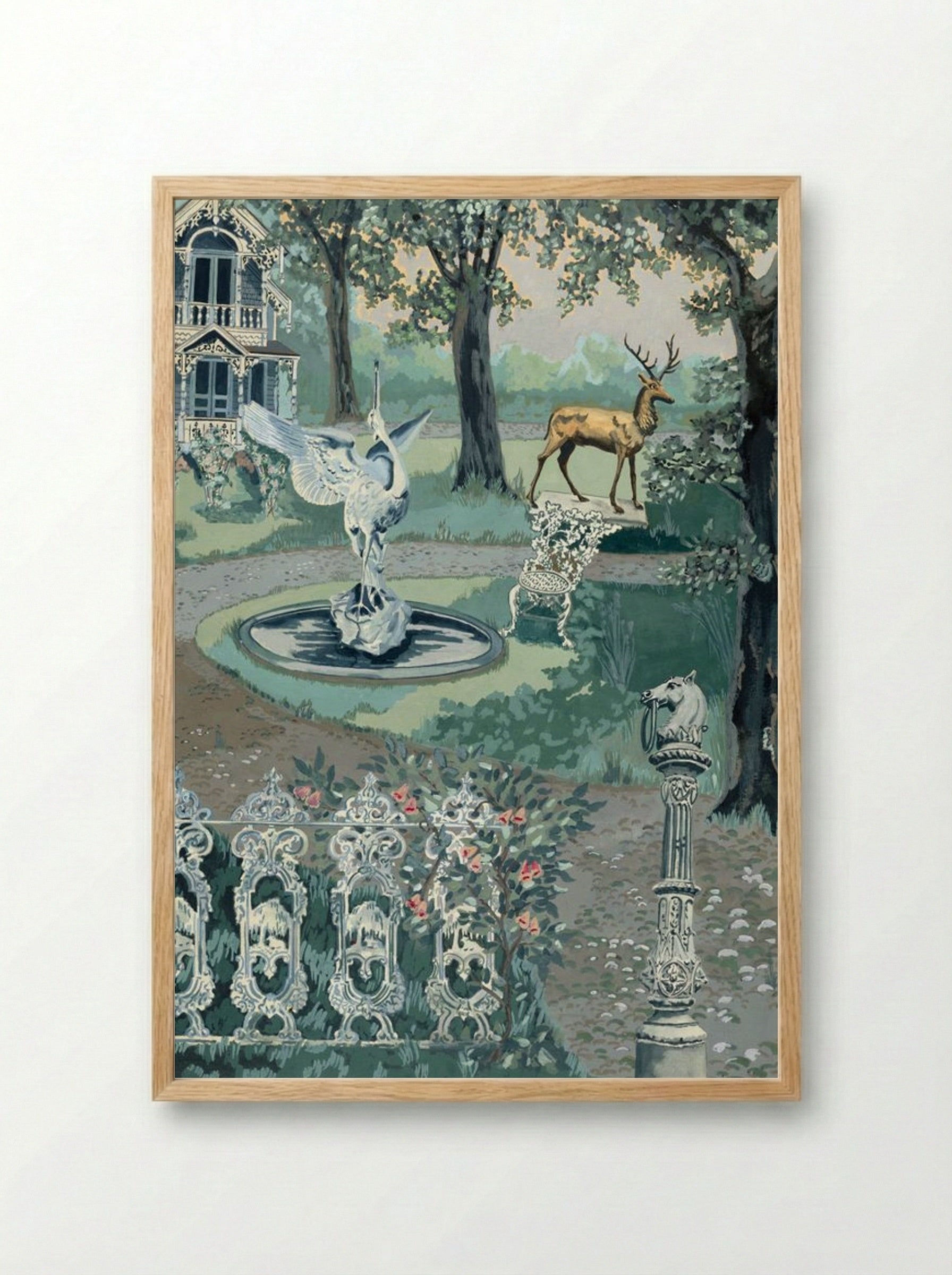 Garden Setting - Perkins Harnly - Framed Print Wood
