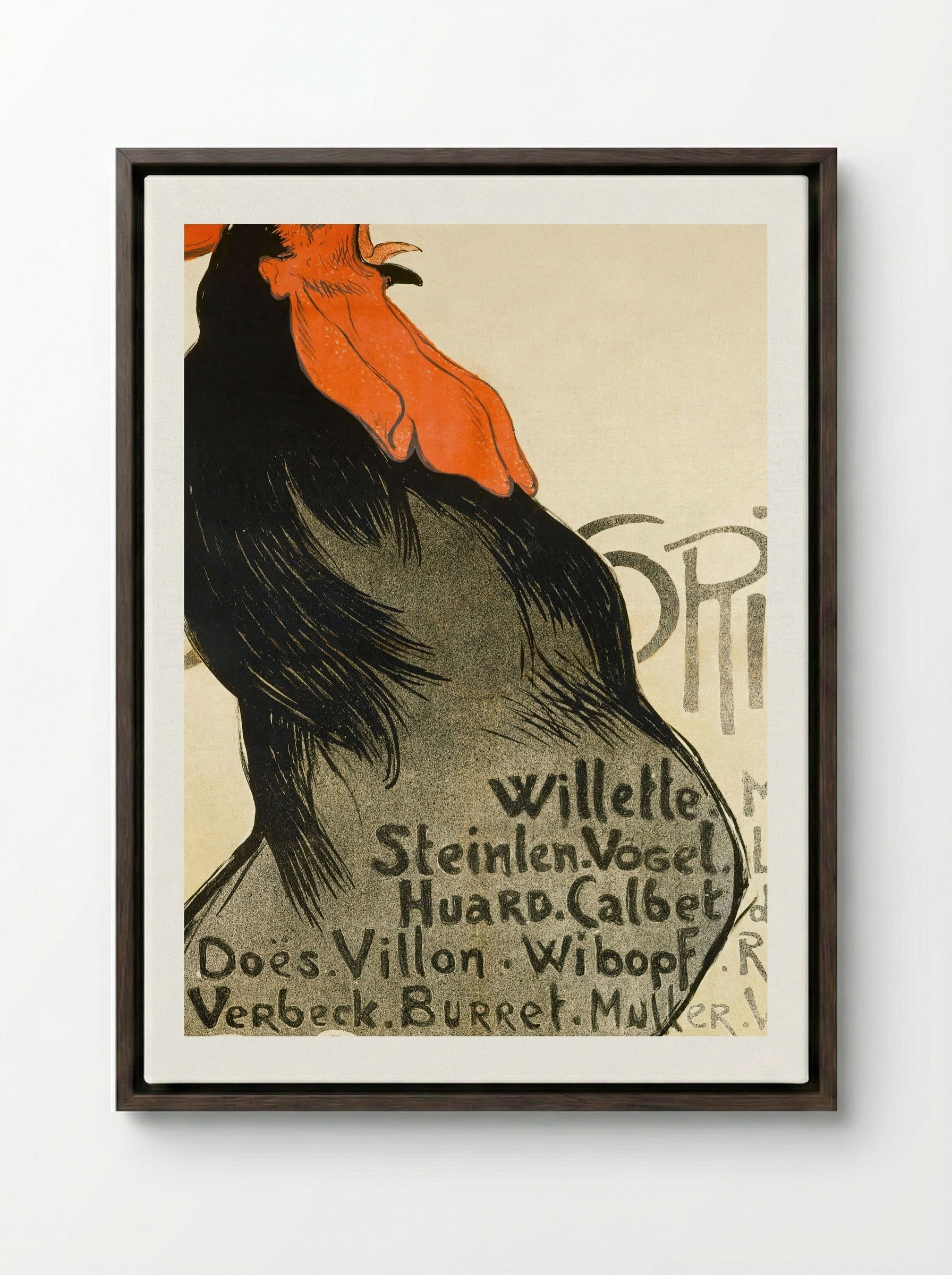 Cocorico - Théophile-Alexandre Steinlen - Framed Canvas Dark Wood